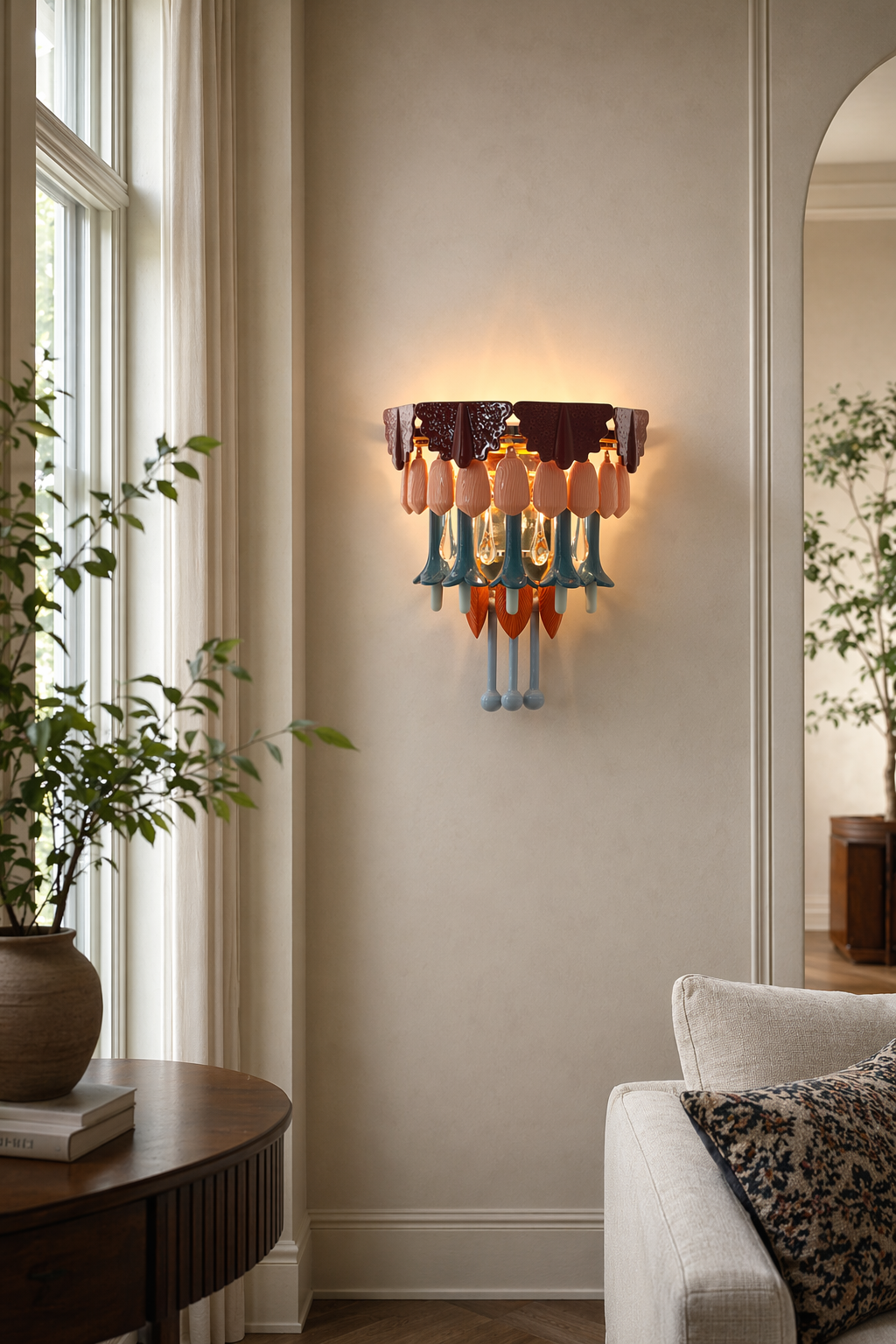 Colorful Ceramic Floral Wall Sconce - 08 08-gallery-wall-daylight
