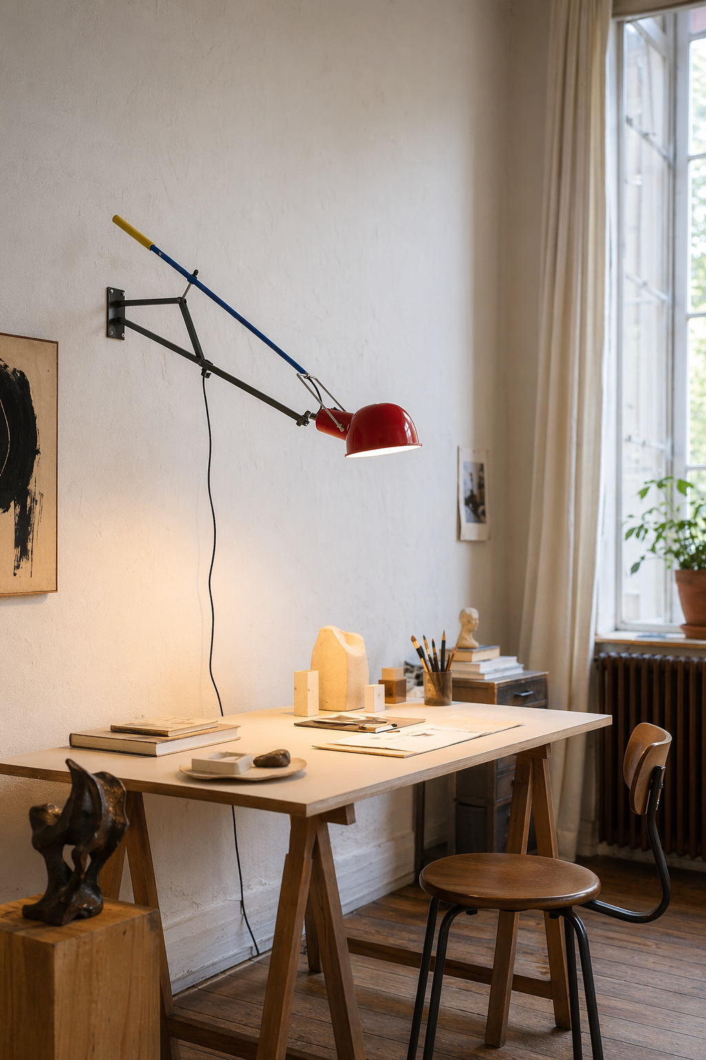 Modern Adjustable Red Wall Task Lamp - 08 08-gallery-worktable-wide