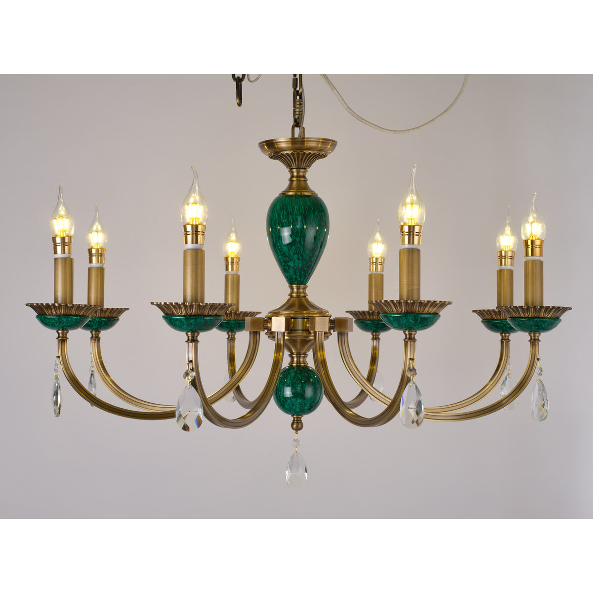 Real product photograph of the Valeria eight-light chandelier