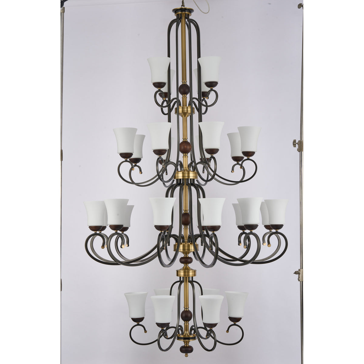 Supplier real photograph of the Haverford thirty-light four-tier chandelier complete front view
