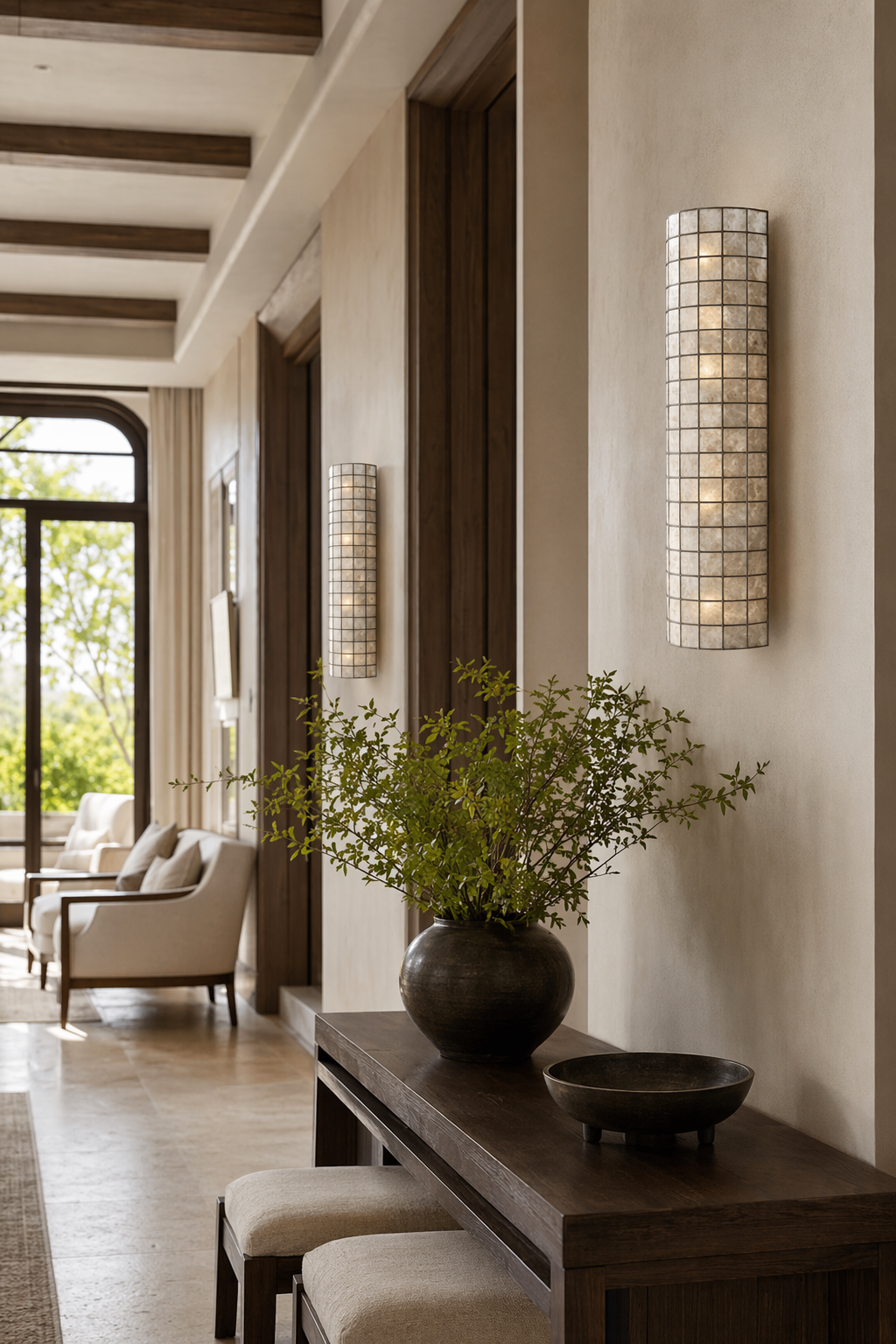 Modern Capiz Shell Mosaic Wall Sconce - 08 08-hotel-corridor-wide