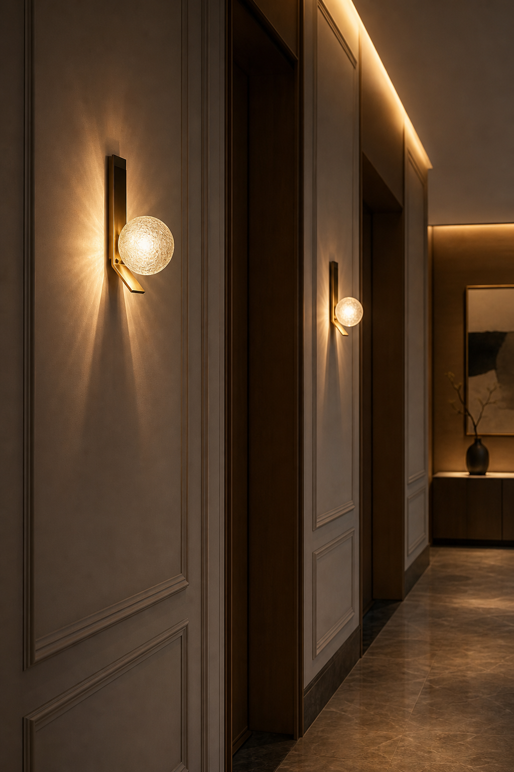 Modern Glass Globe Wall Sconce in Antique Brass - product image 07