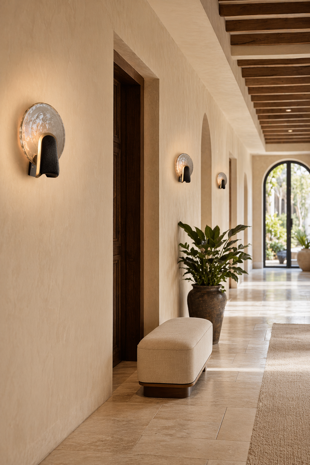Modern Smoky Glass Round Wall Sconce - 08 08-hotel-corridor-wide