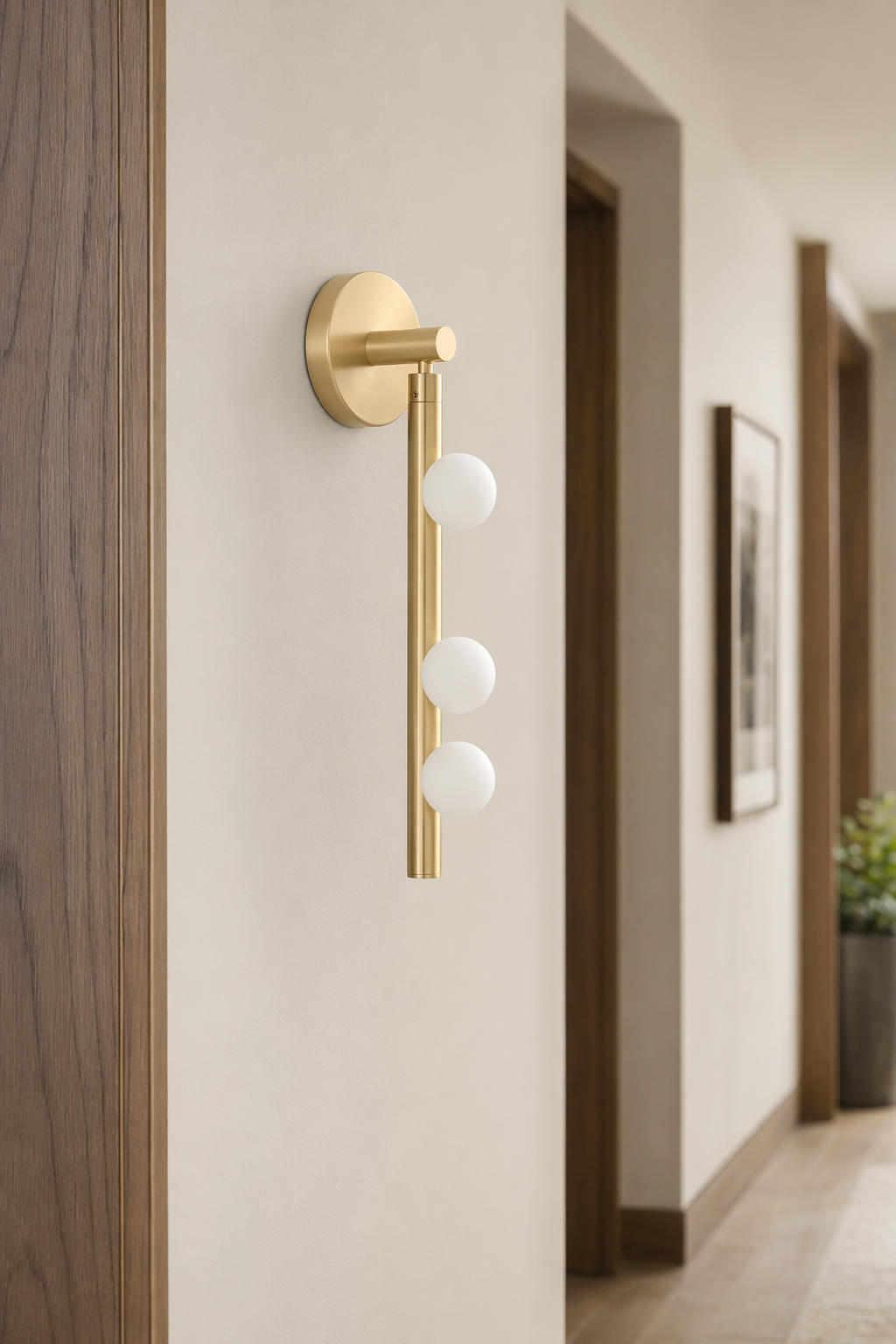 Modern Glass Globe Vertical Wall Sconce - generated main 08 08-hotel-corridor-wide