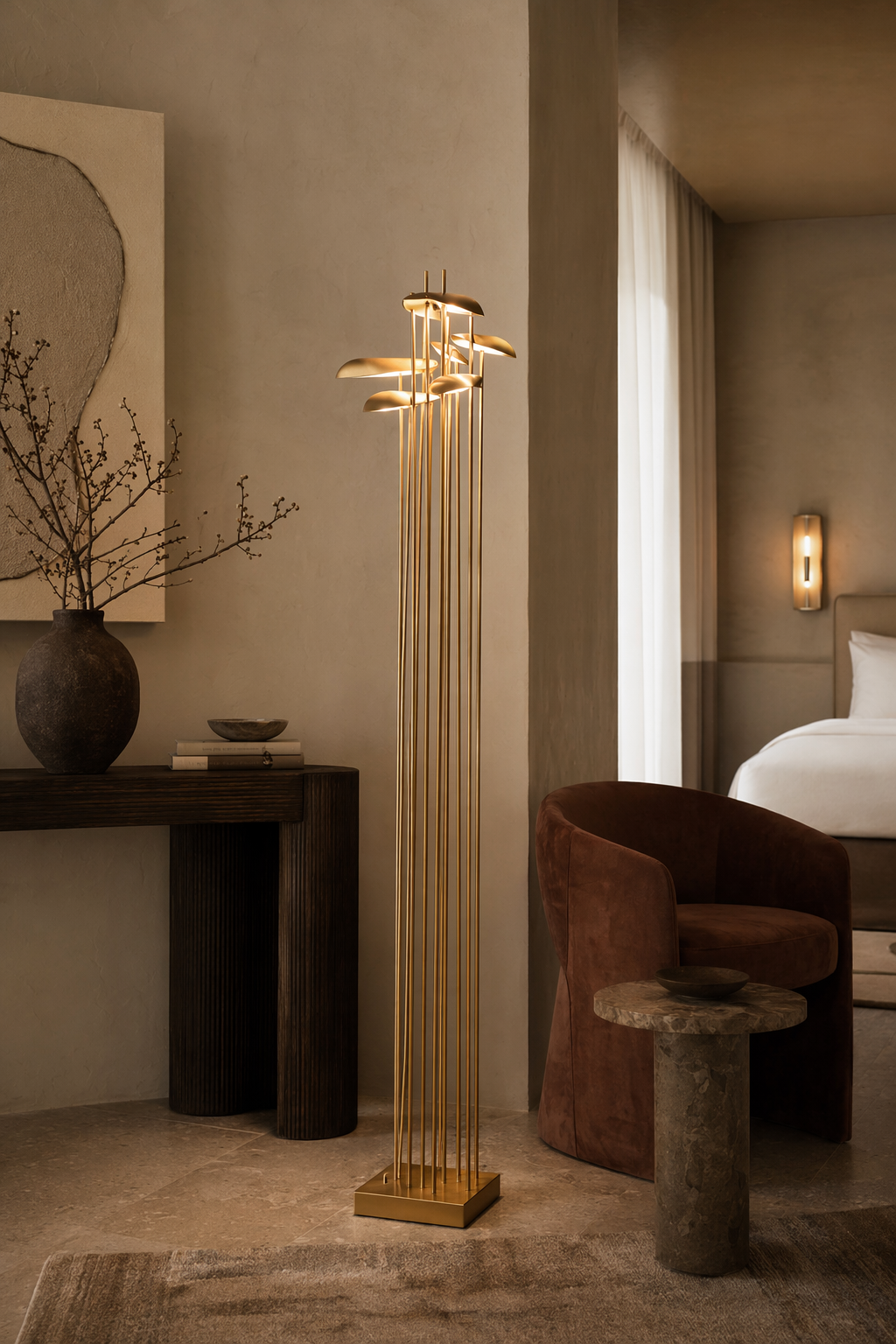Modern Multi-Head Copper LED Table and Floor Lamp - 08 08-hotel-suite-floor-lamp-wide