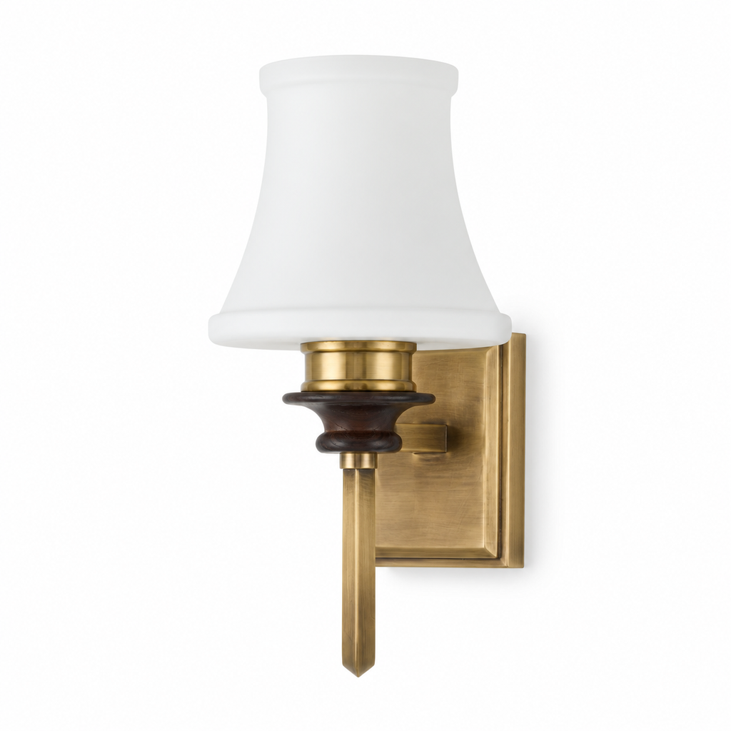 Complete Kingswell one-light wall sconce on pure white