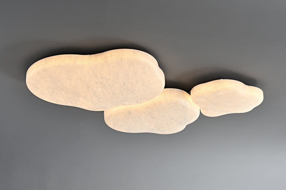 Modern Mulberry Silk Cloud Ceiling Light in White - 08 08-product-real-angle