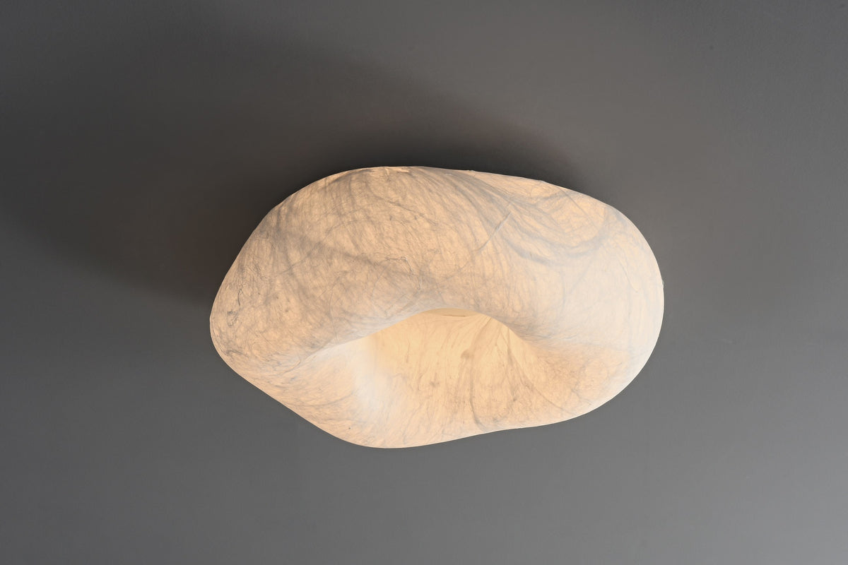 Handmade Mulberry Silk Cloud Ceiling Light in White - 08 08-product-real-off-front