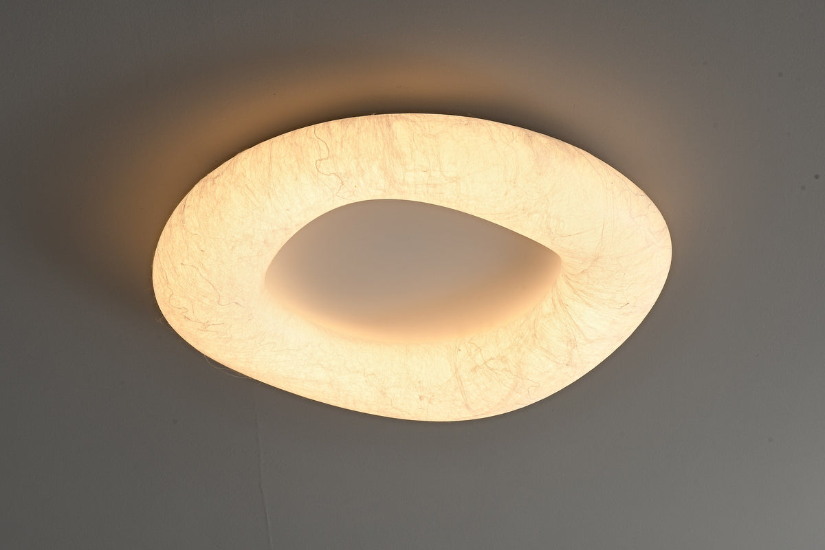 Modern Mulberry Silk Ring Ceiling Light in White - 08 08-product-real-side