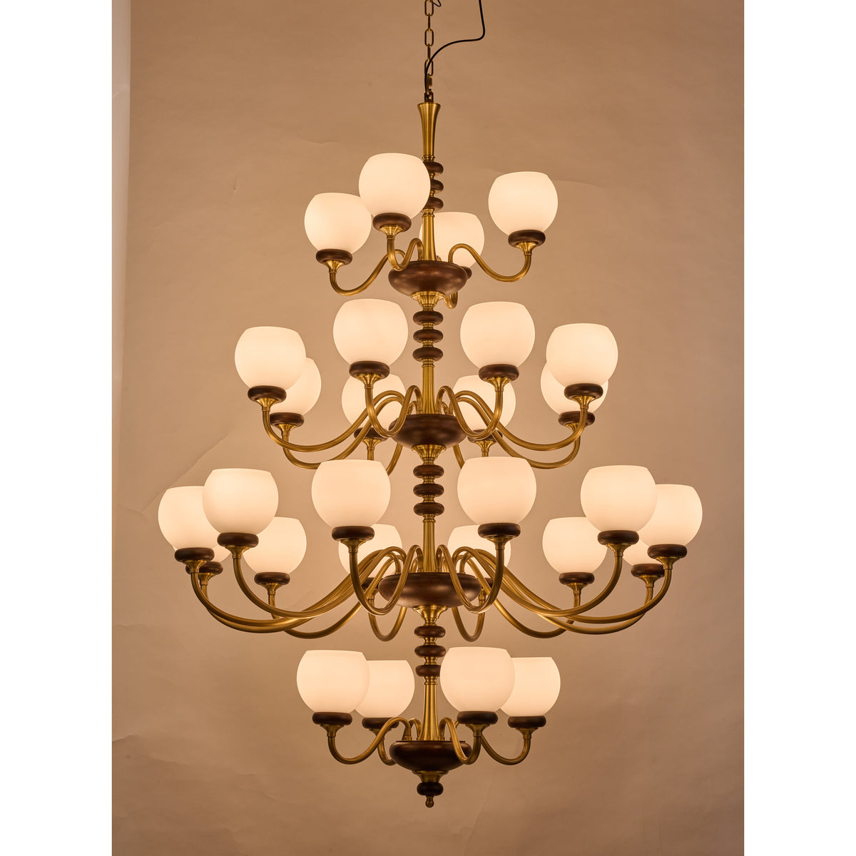 Supplier real photograph of the Ravenelle twenty-eight-light four-tier chandelier complete front view