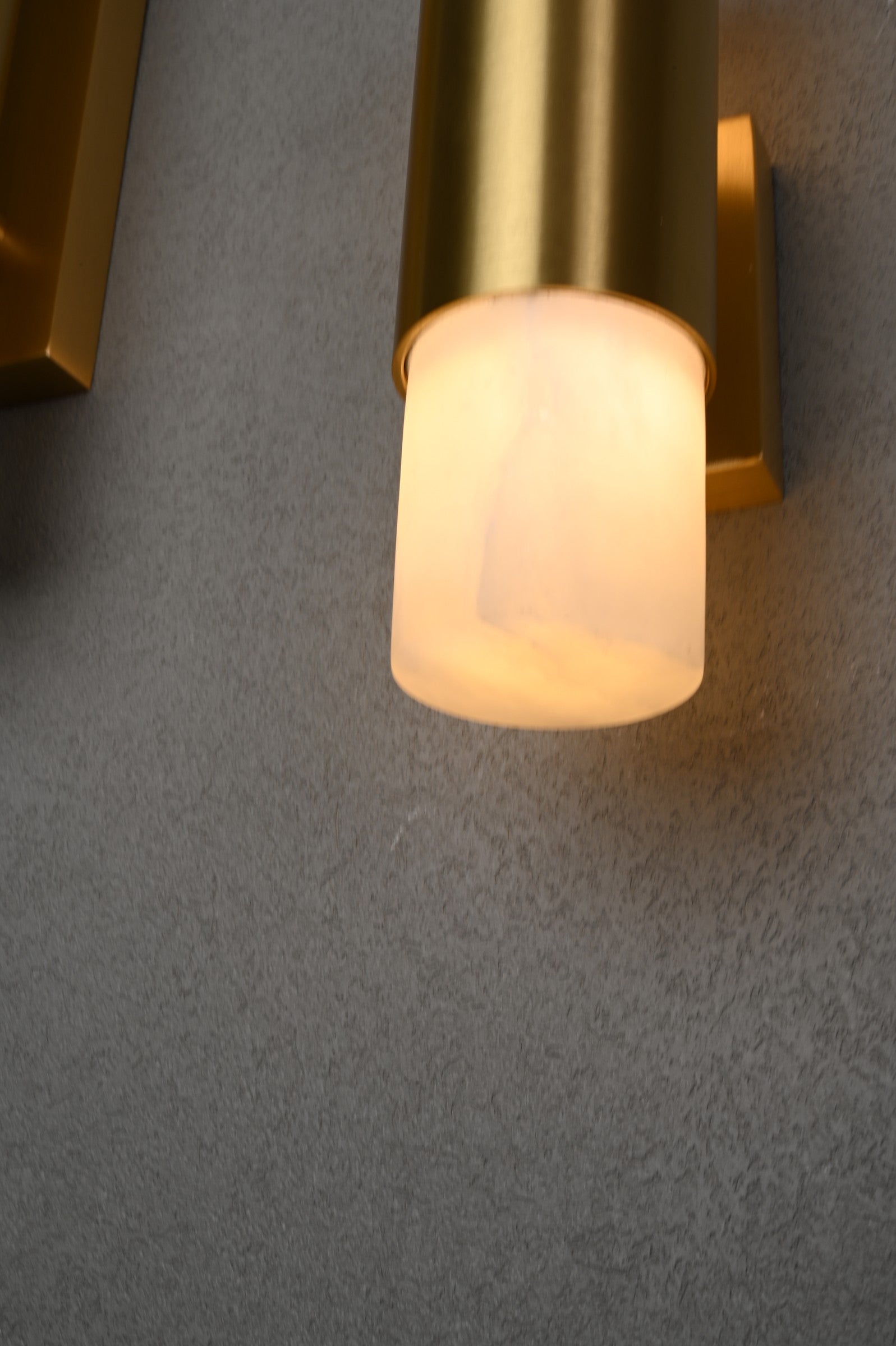 Modern Spanish Alabaster Slim Cylinder Wall Sconce - 08 08-real-angle-lit