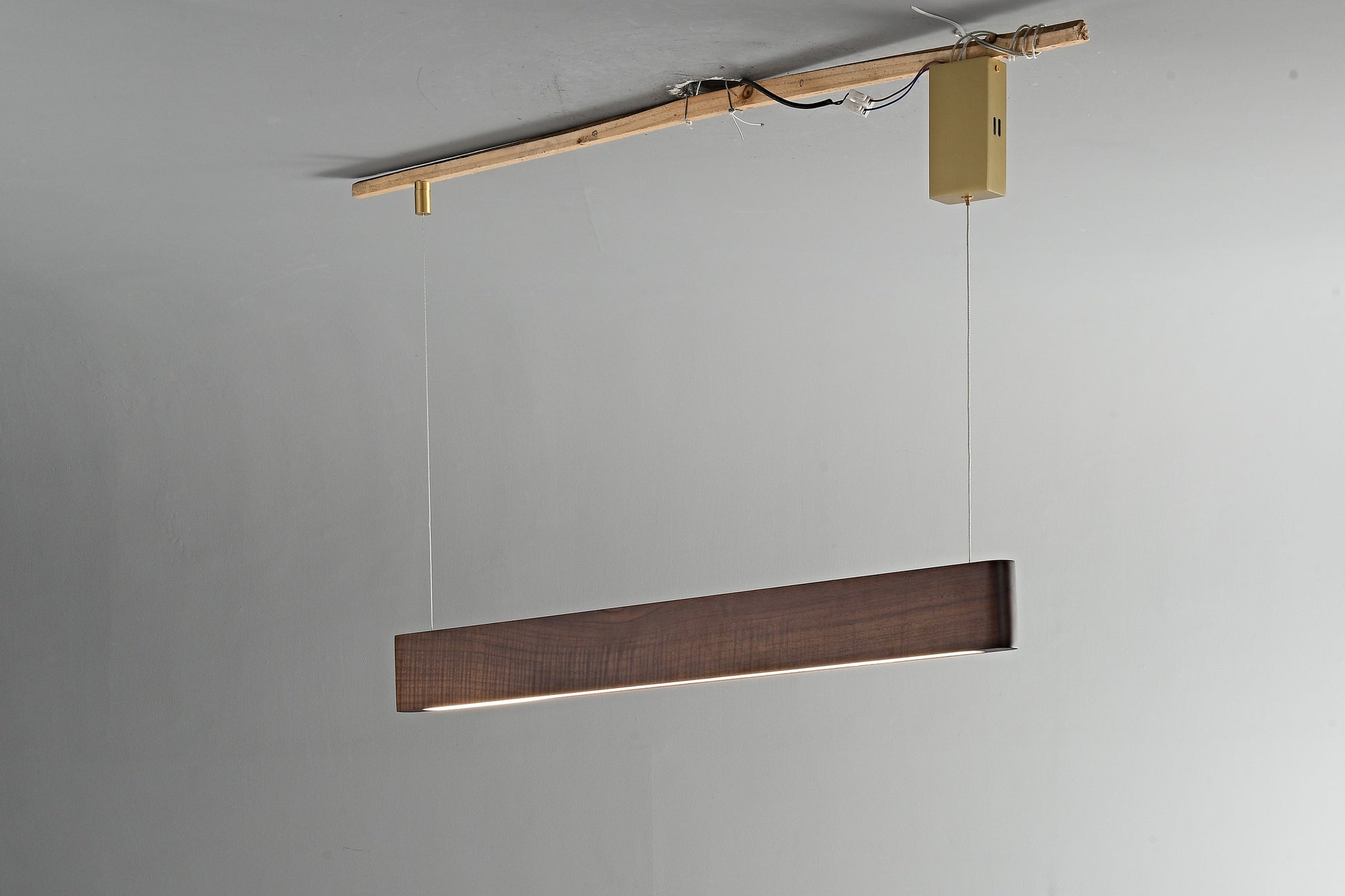 Modern Wood Linear LED Pendant Light - 19 08-real-black-walnut-light-detail