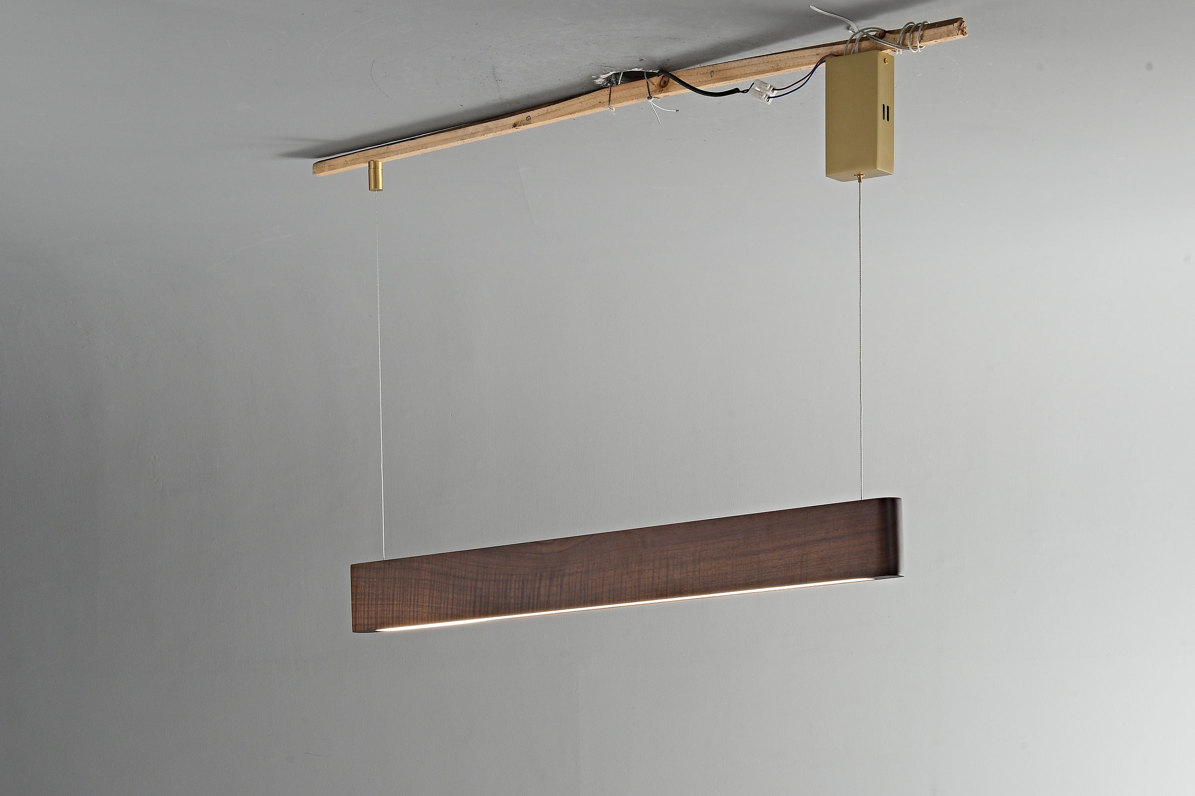 Modern Wood Linear LED Pendant Light - 19 08-real-black-walnut-light-detail