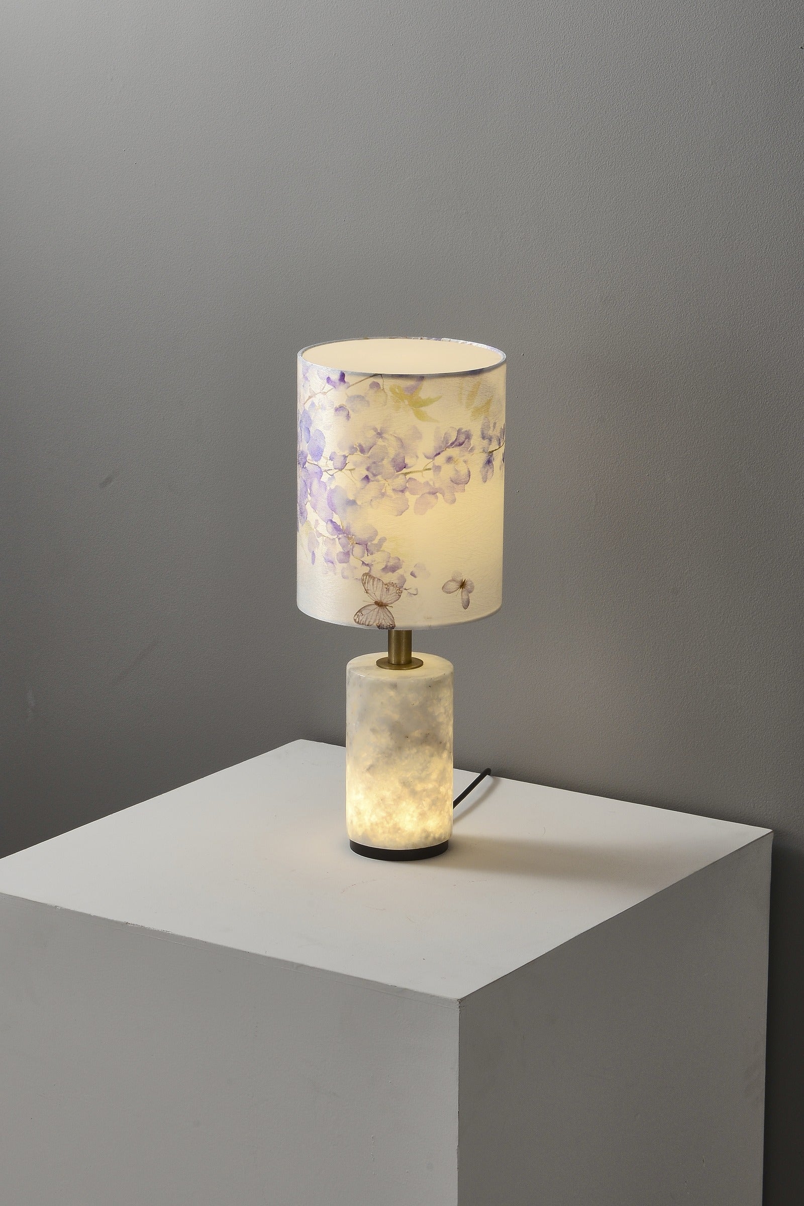 Modern Purple Floral Fabric Shade Table Lamp - 08 08-real-detail-5
