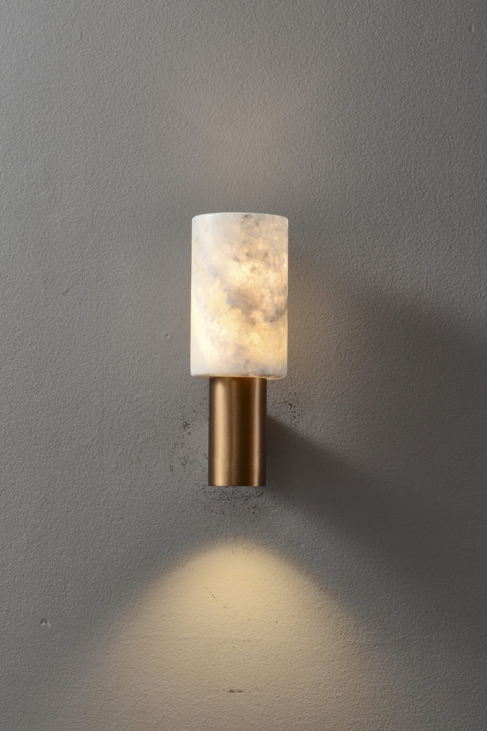 Modern Natural Stone Cylinder Wall Sconce - 08 08-real-front-rose-gold-wall-sconce