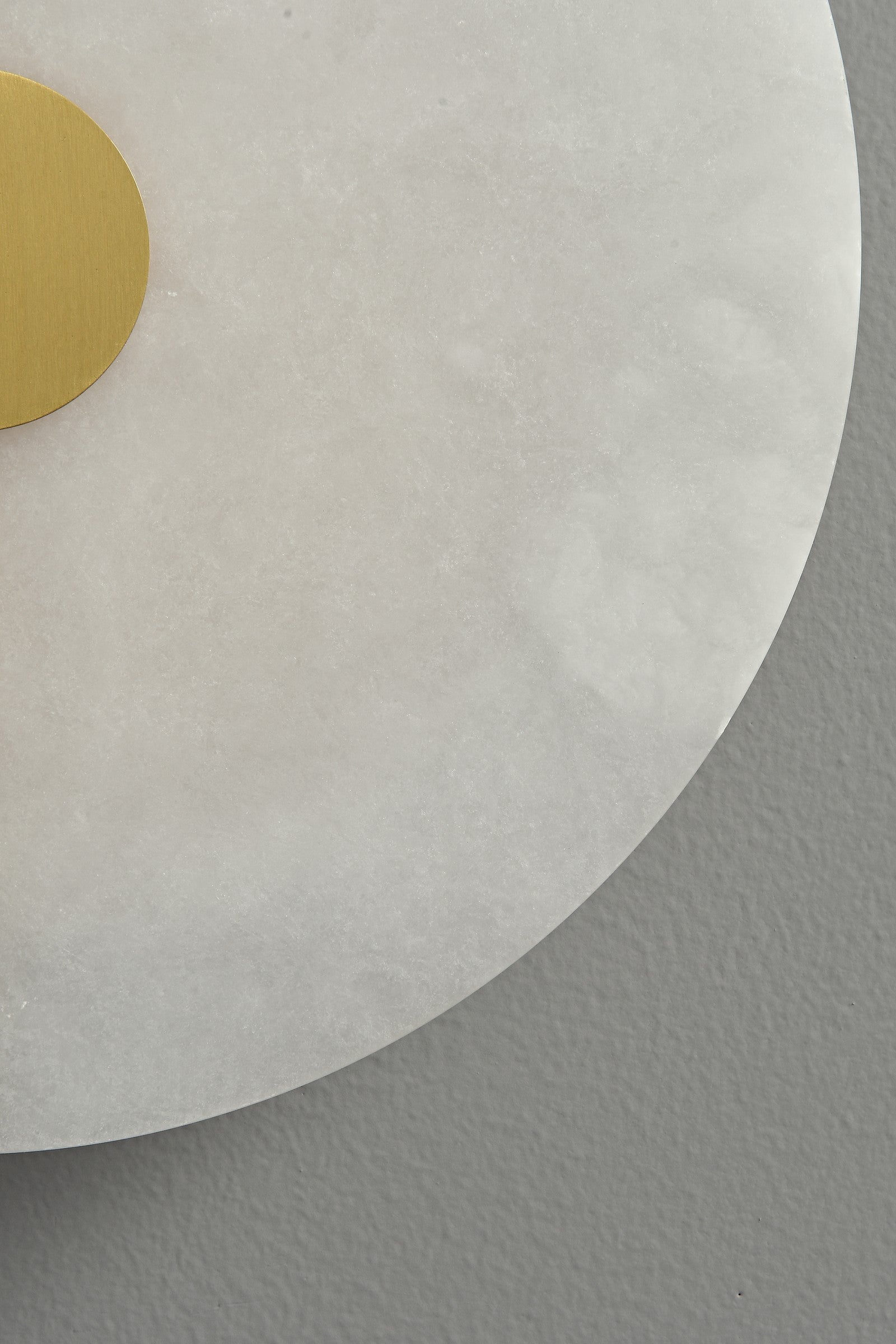 Modern Snowflake Alabaster Round Wall Sconce in Natural Brass - 08 08-real-front-wide