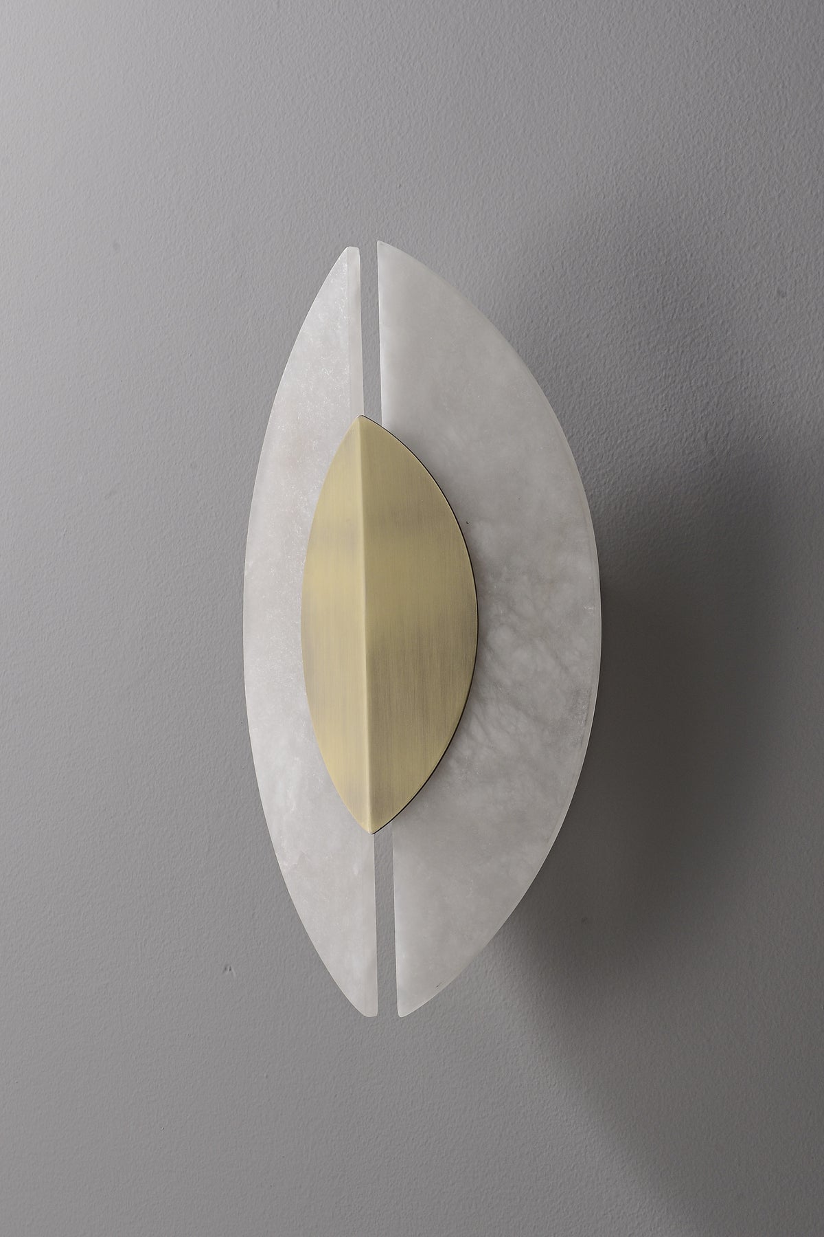 Modern Alabaster Leaf Wall Sconce in Antique Brass - 08 08-real-off-angle