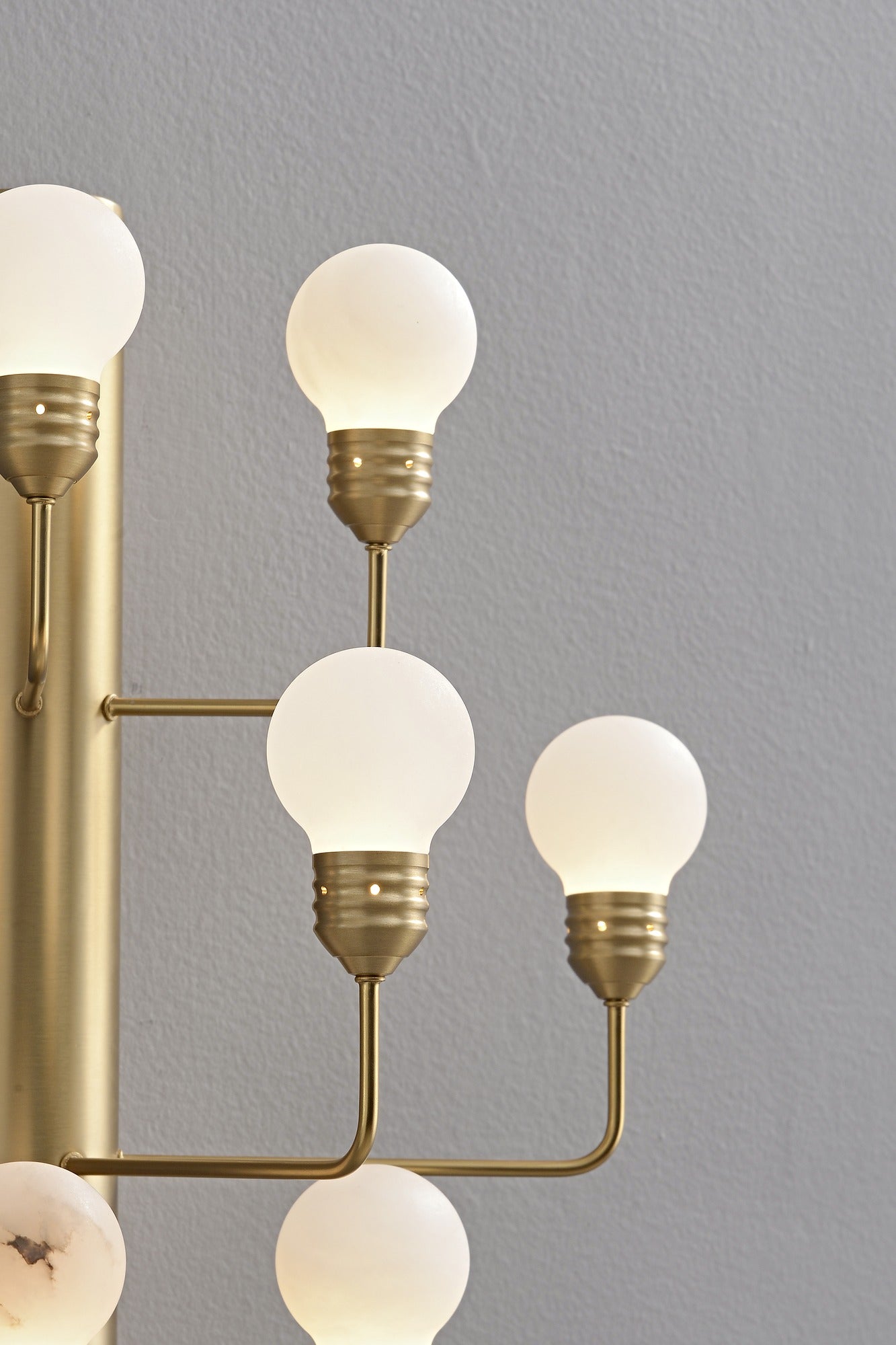 Modern Spanish Alabaster Wall Sconce in Natural Brass - 08 real photo 4