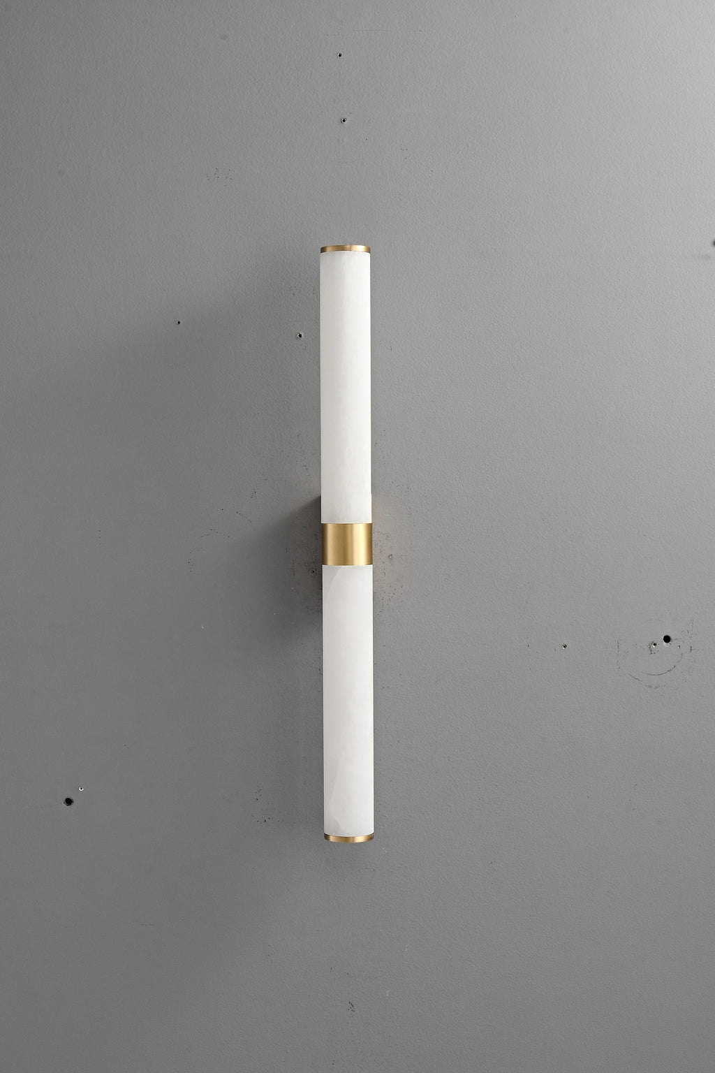 Modern Snowflake Alabaster Cylinder Wall Sconce in Natural Brass - 08 real photo 4