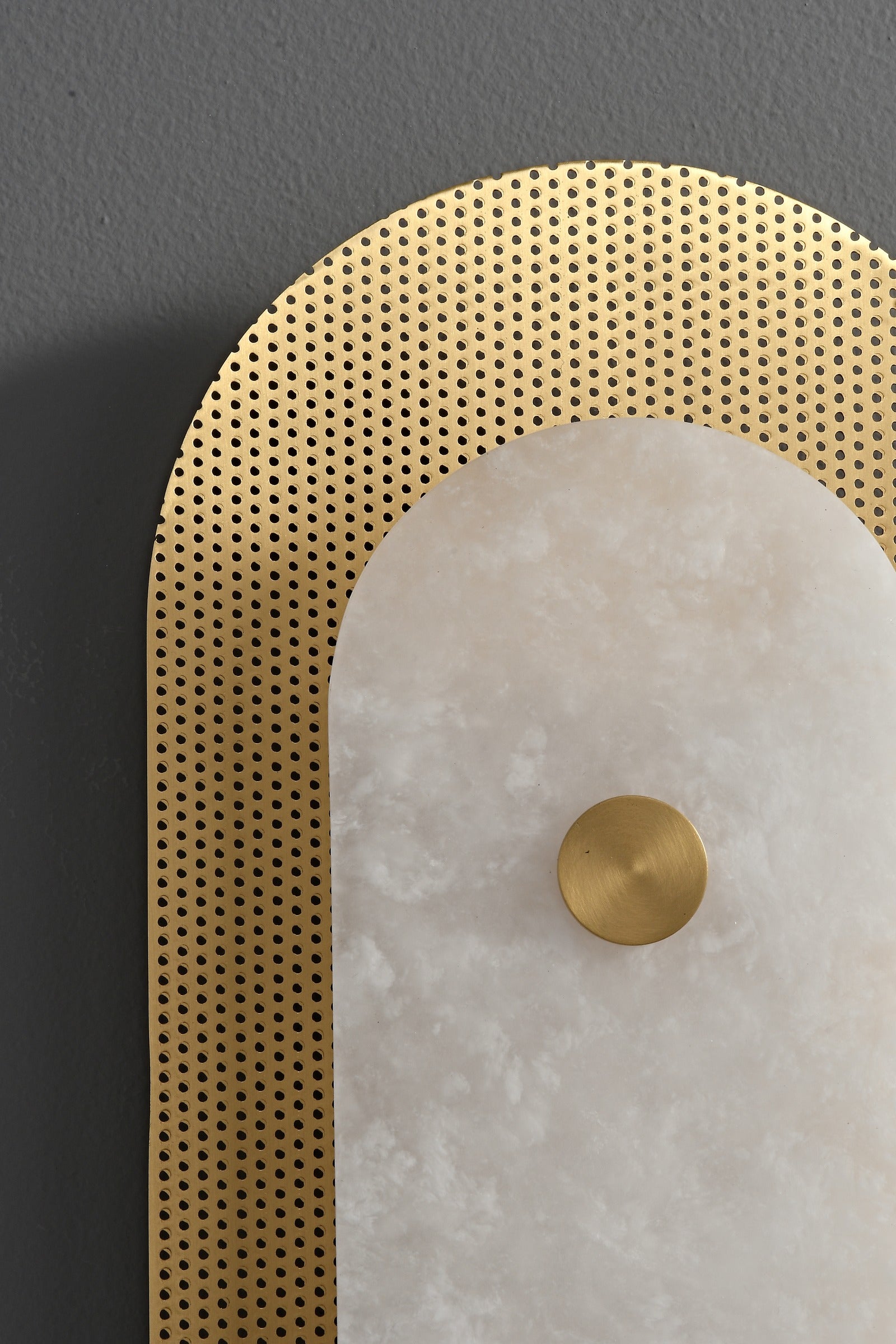 Modern Brass Marble Oval LED Wall Sconce - 21 08-real-round-backplate-detail