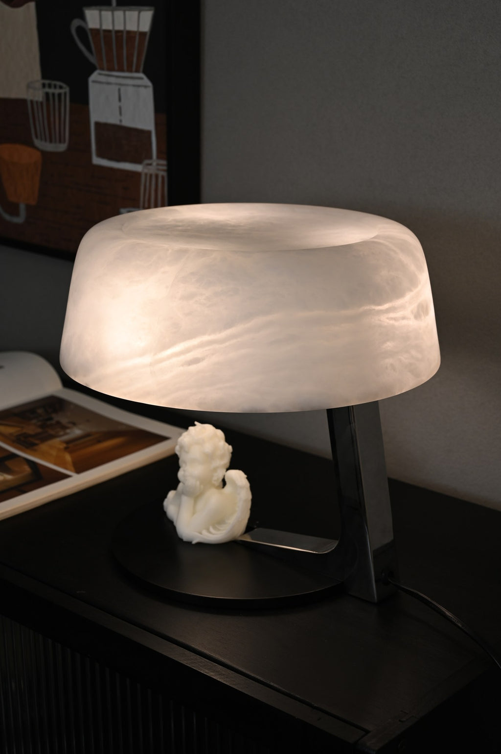 Modern Spanish Alabaster Table Lamp in Black and Chrome - 08 08-real-shot-alabaster-table-lamp-detail