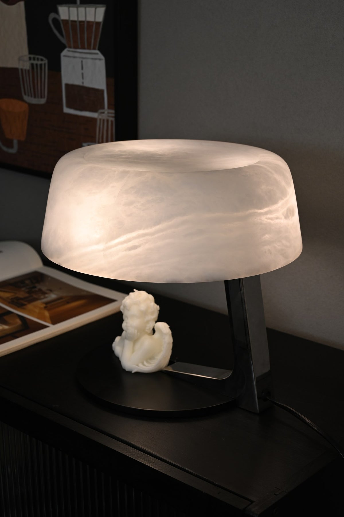 Modern Alabaster Table Lamp in Black and Chrome - 08 08-real-shot-alabaster-table-lamp-detail