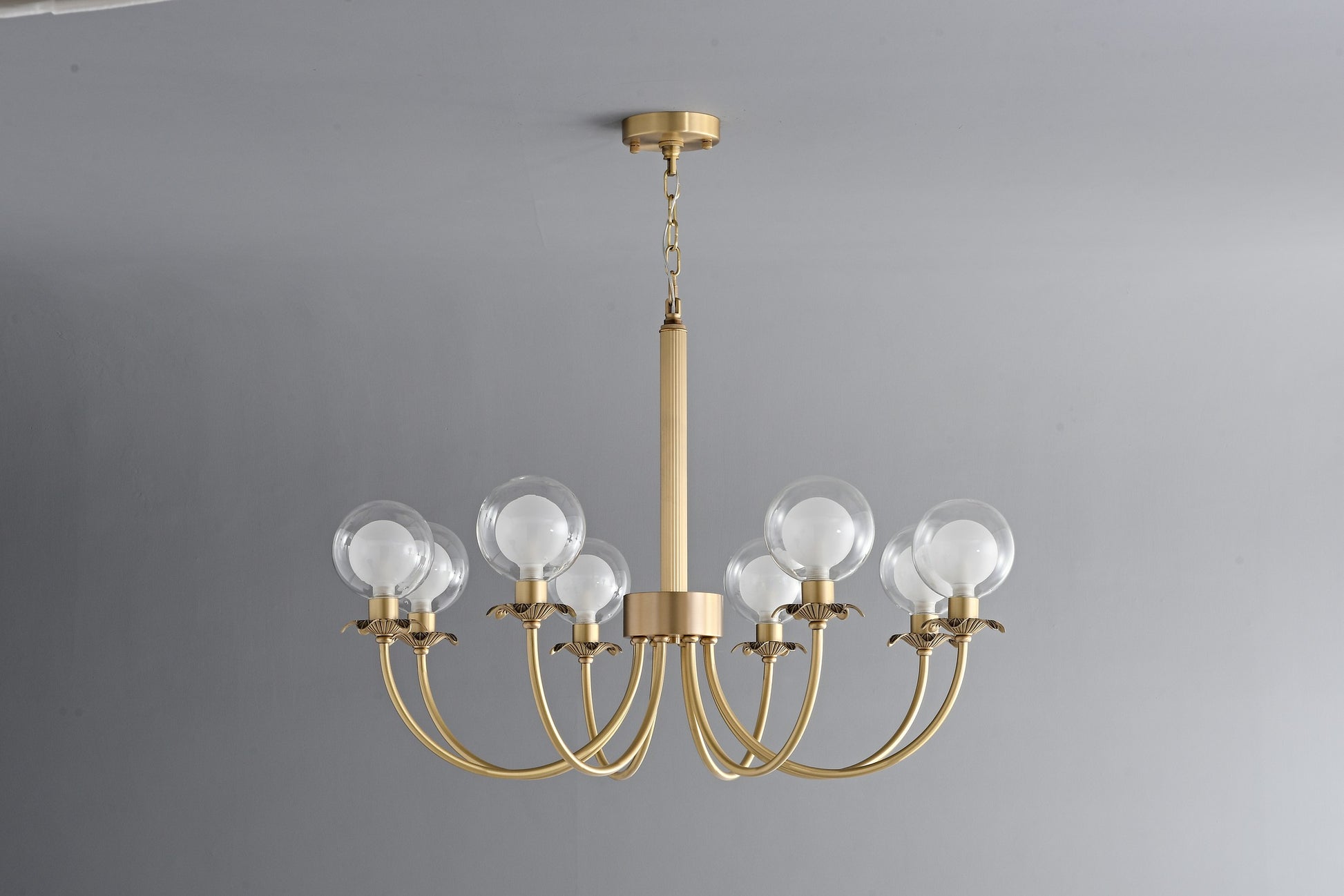 Modern Brass Glass Globe Chandelier - 08 08-real-shot-brass-glass-globe-chandelier-wide