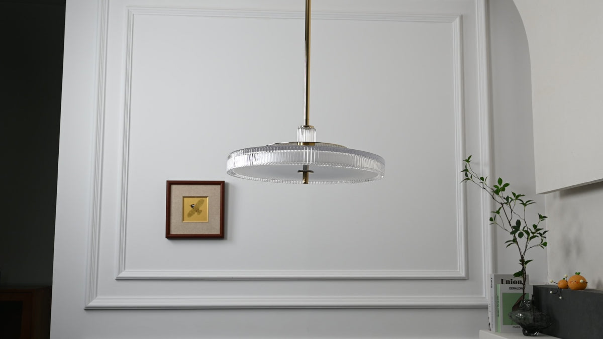 Modern Crystal Glass Drum Pendant Light - 08 08-real-shot-crystal-glass-drum-pendant-side