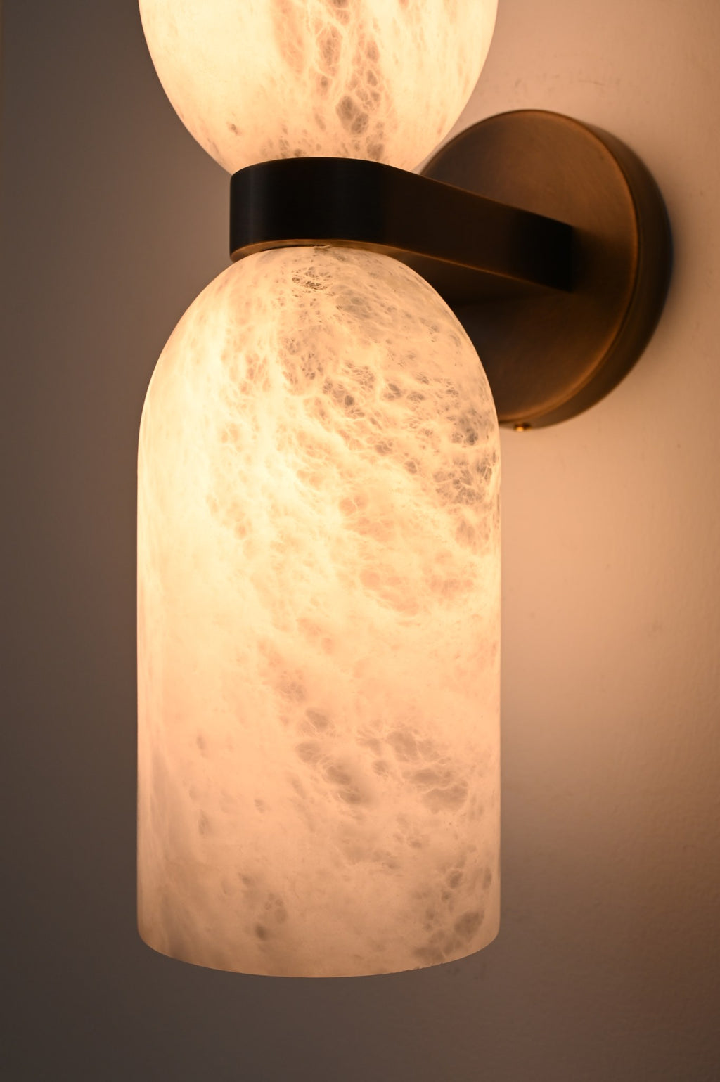 Modern Spanish Alabaster Cylinder Wall Sconce in Antique Brass - 08 08-real-shot-cylinder-wall-sconce-side