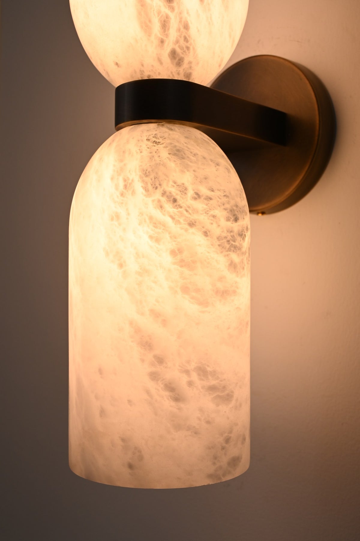 Modern Alabaster Cylinder Wall Sconce in Antique Brass - 08 08-real-shot-cylinder-wall-sconce-side