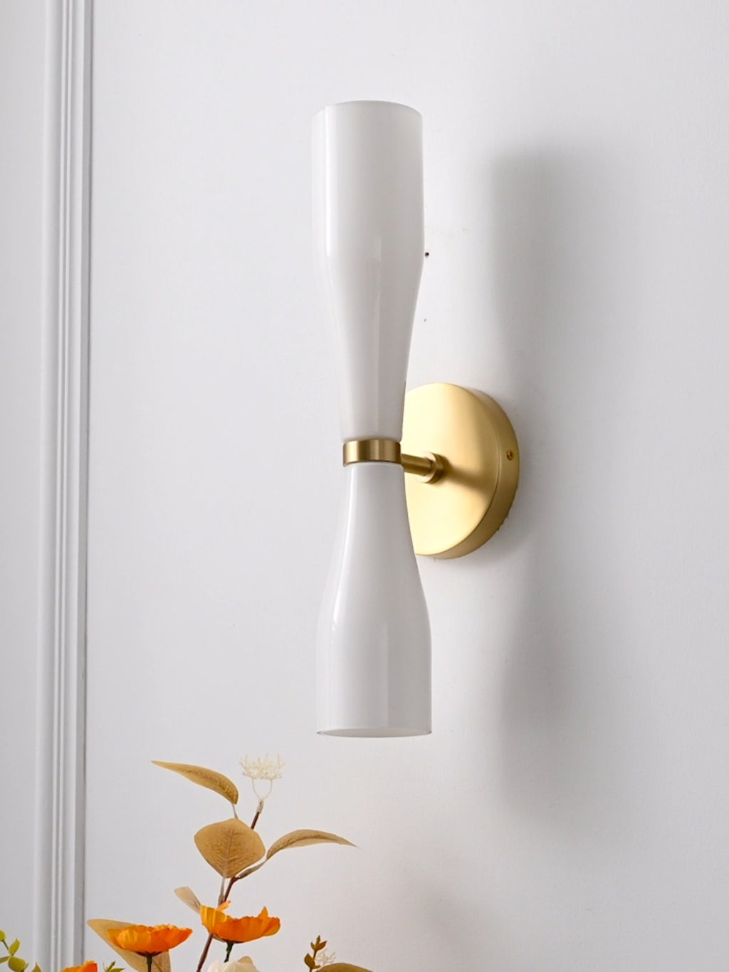 Modern Milky Glass Hourglass Wall Sconce - 08 08-real-shot-milky-glass-hourglass-wall-sconce-detail