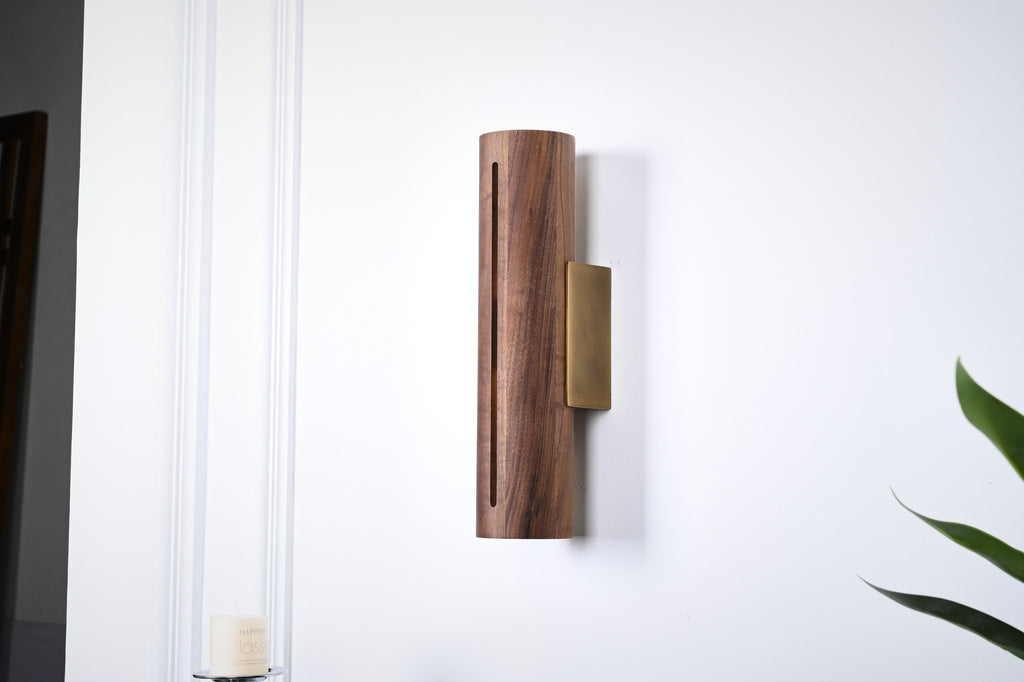 Modern Solid Wood LED Wall Sconce - 08 08-real-shot-solid-wood-led-wall-sconce-front