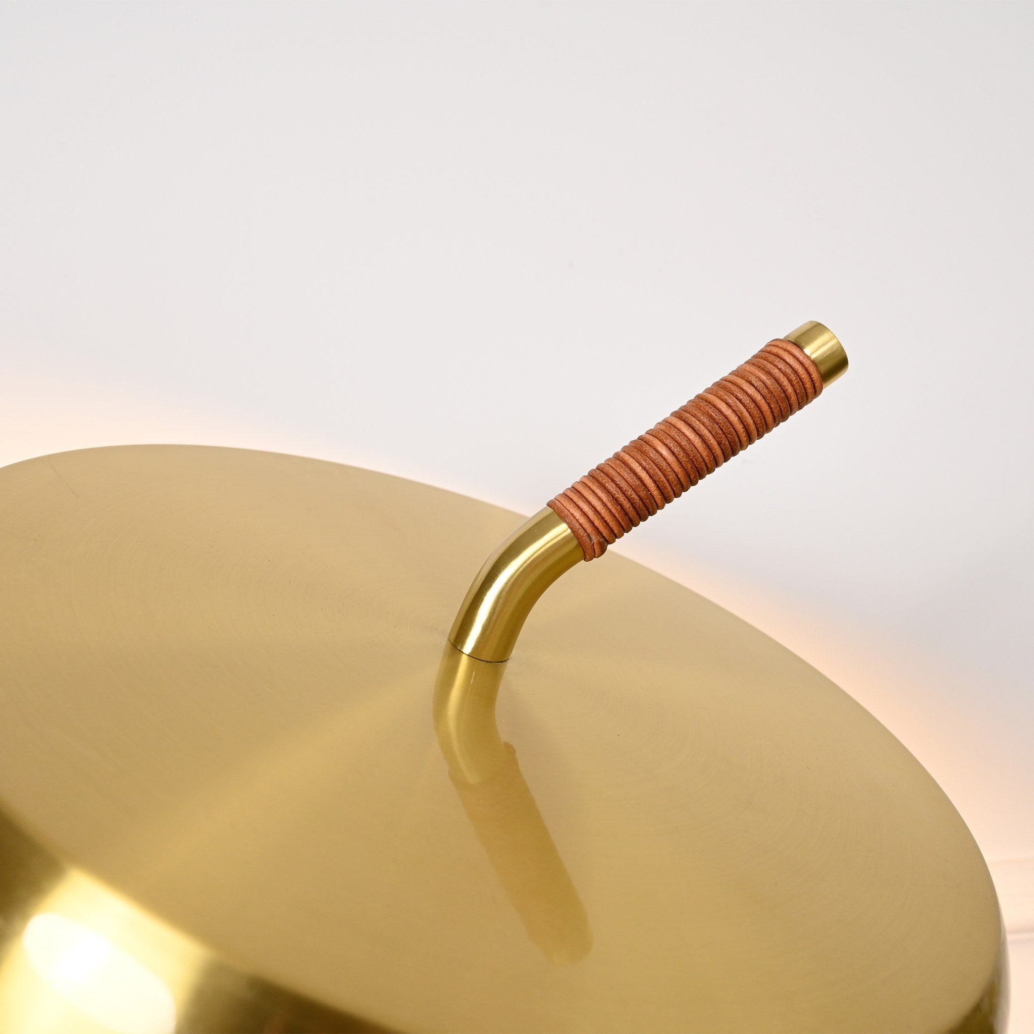Modern Travertine Leather Floor Lamp in Gold - 08 08-real-shot-travertine-leather-floor-lamp-shade
