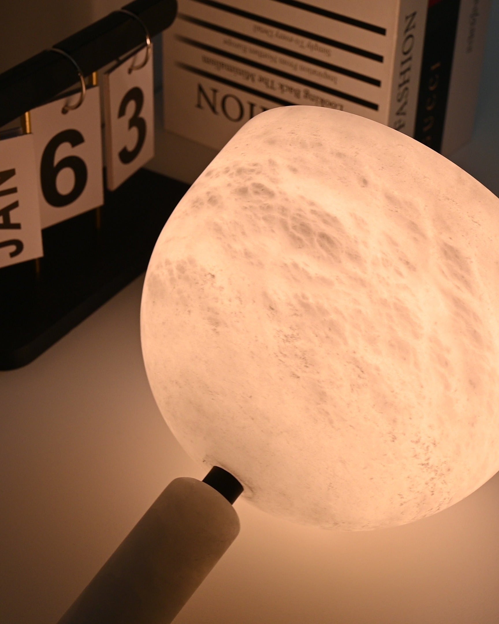 Modern Alabaster Dome Pendant Light in White - 08 08-real-table-glow-detail