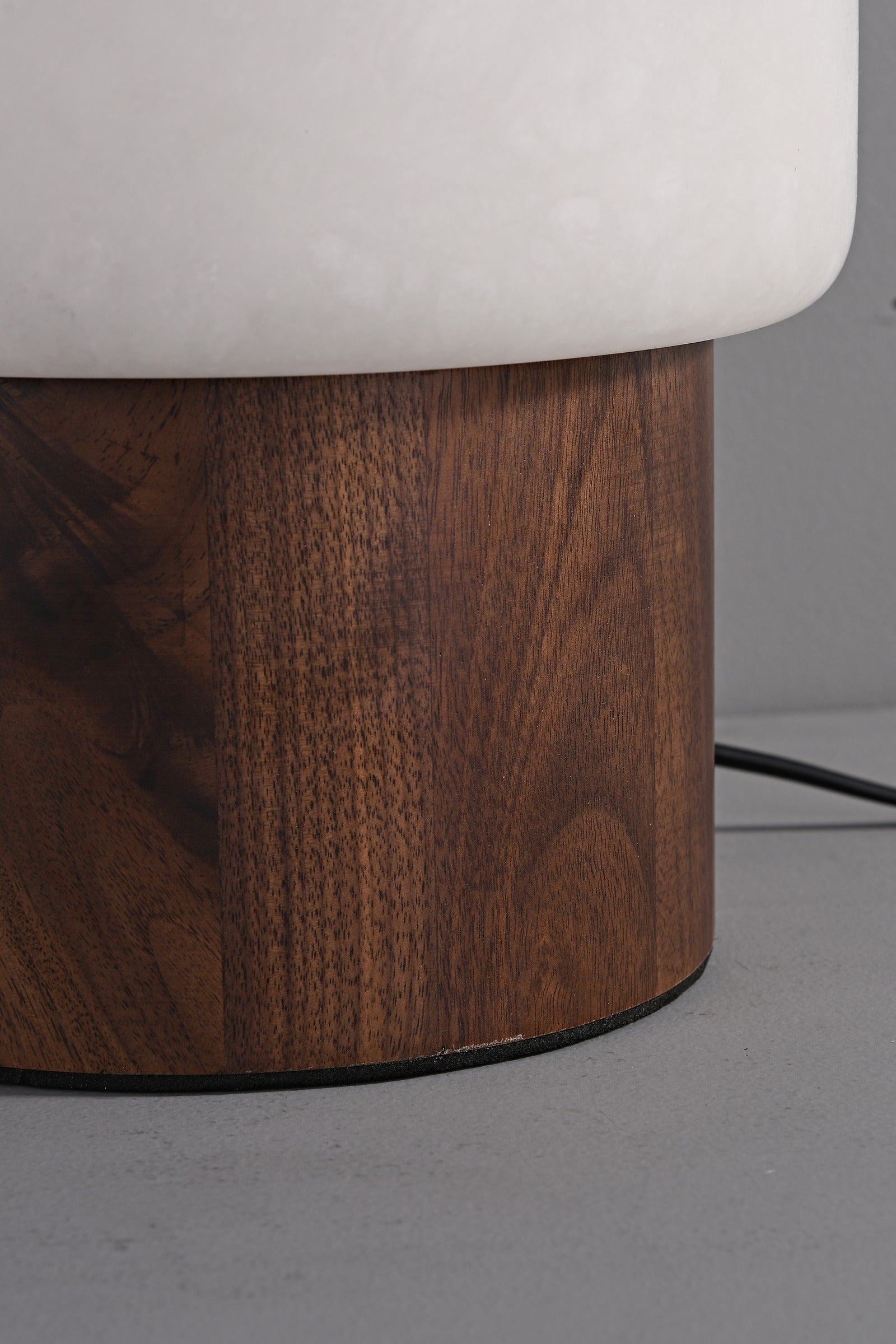Modern Alabaster Wood Cylinder Table Lamp - 19 08-real-wood-base-detail