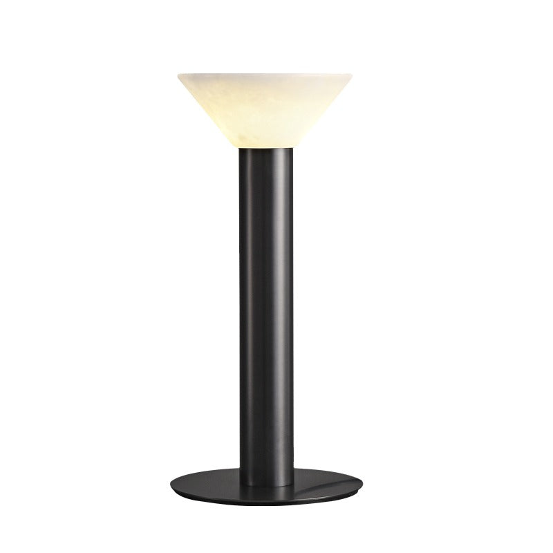 Modern Alabaster Bowl LED Table Lamp - 19 08-white-background-black-alabaster-table-lamp