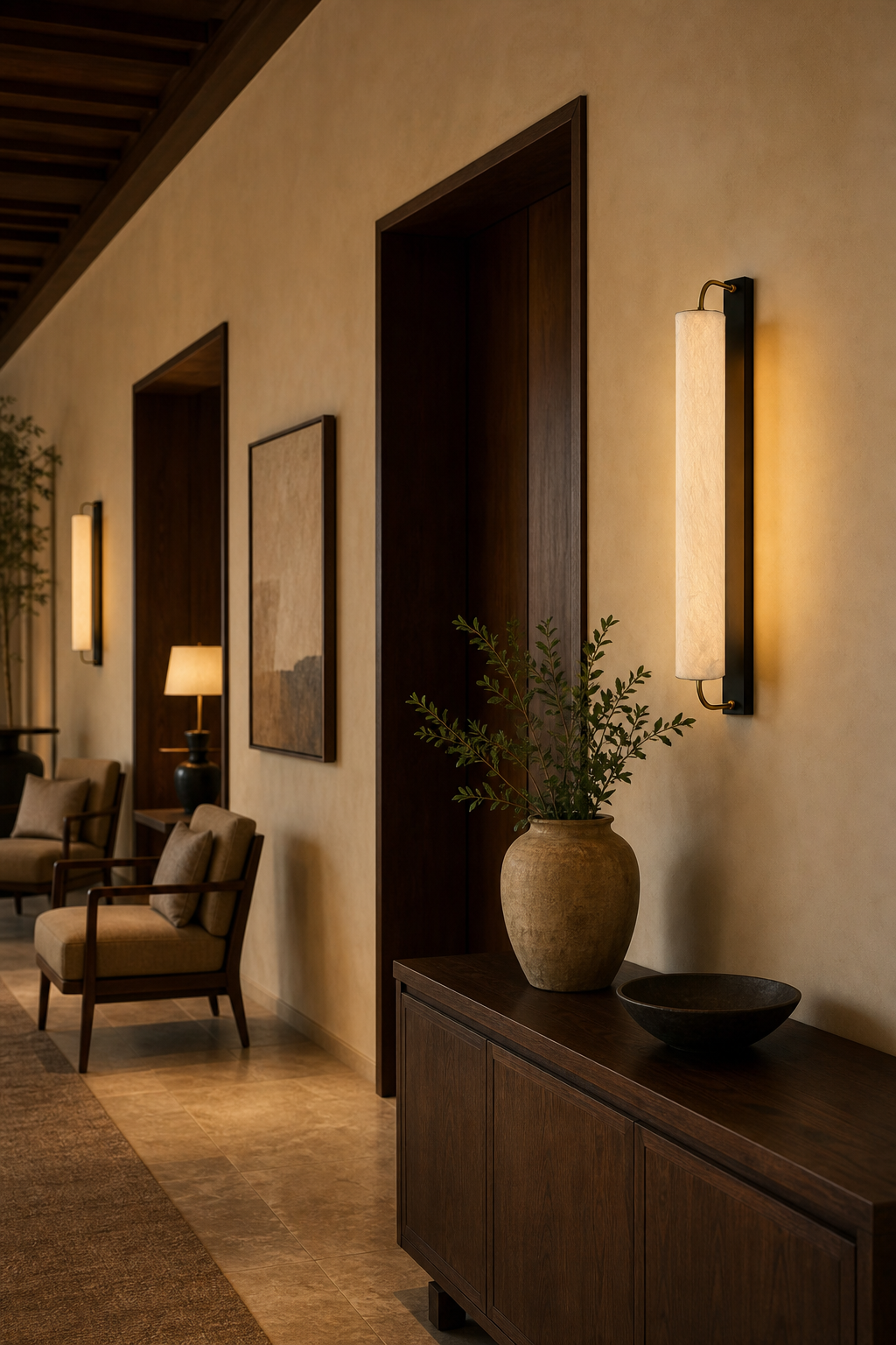 Modern Mulberry Silk Cylinder Wall Sconce in Black
