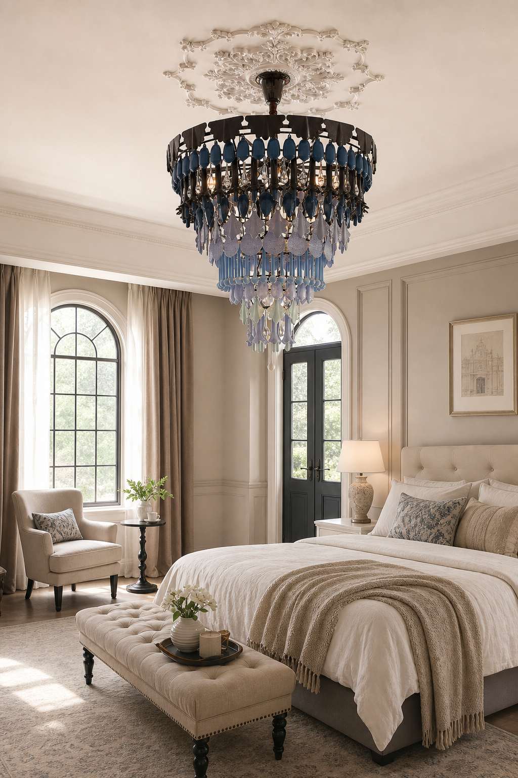 Blue Grey Ceramic Glass Chandelier - 09 09-bedroom-daylight