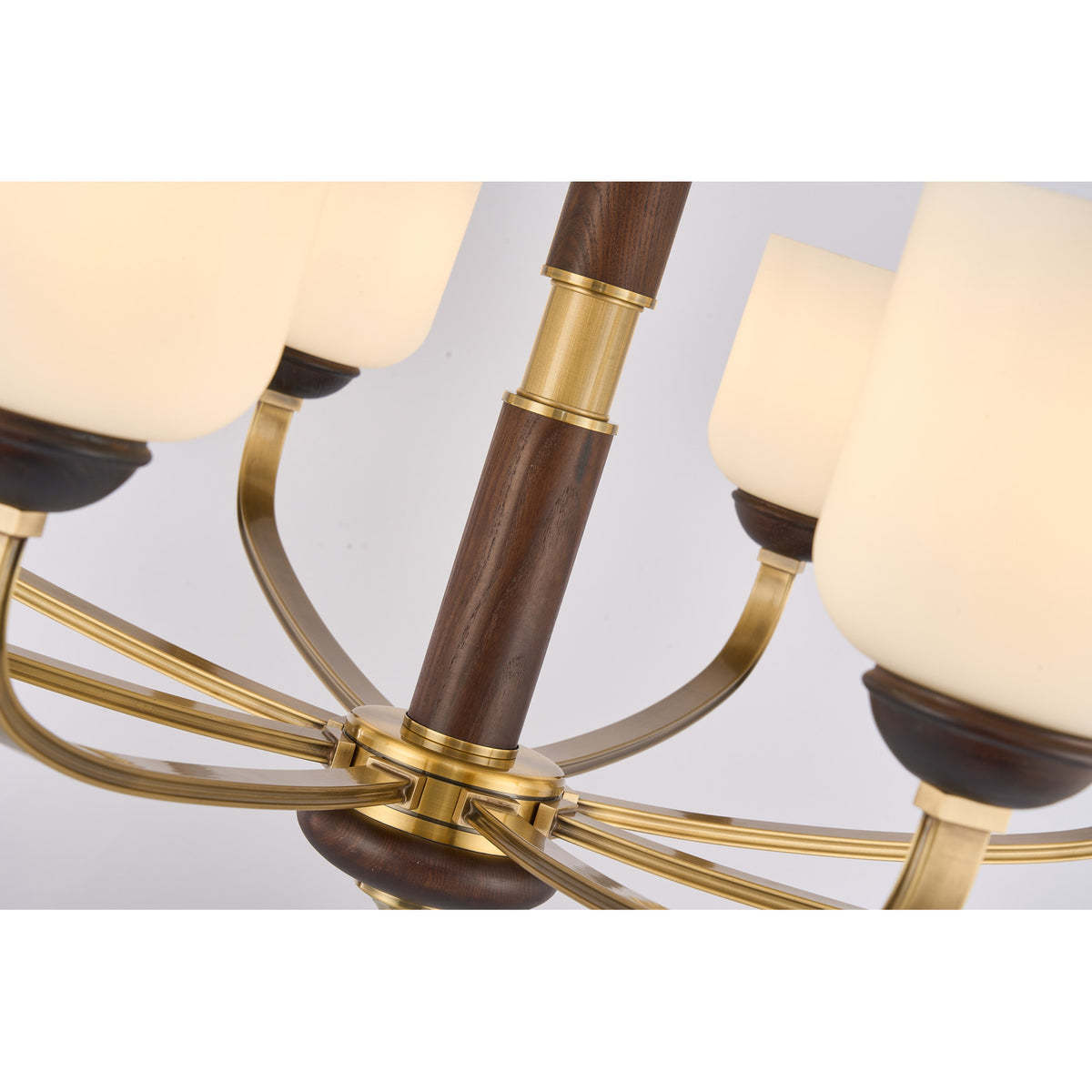Supplier real detail photograph of the Bellgrave antique-brass arm connections and center hub