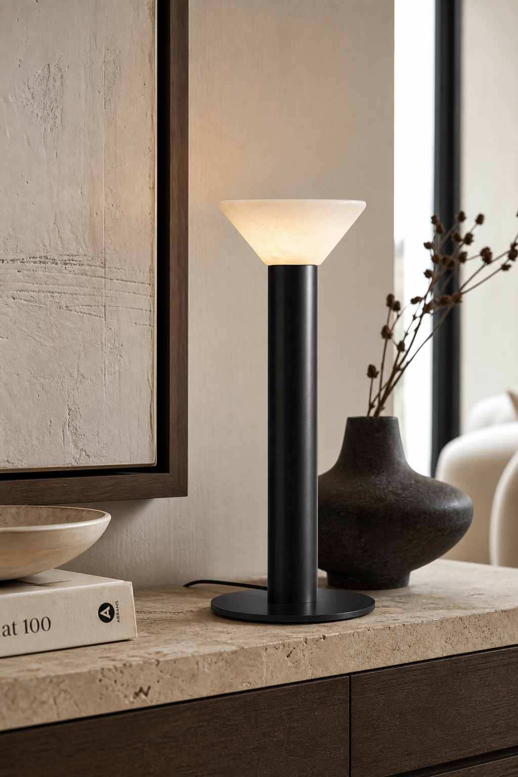 Minimalist Cone LED Table Lamp styled in a designer interior, view 9
