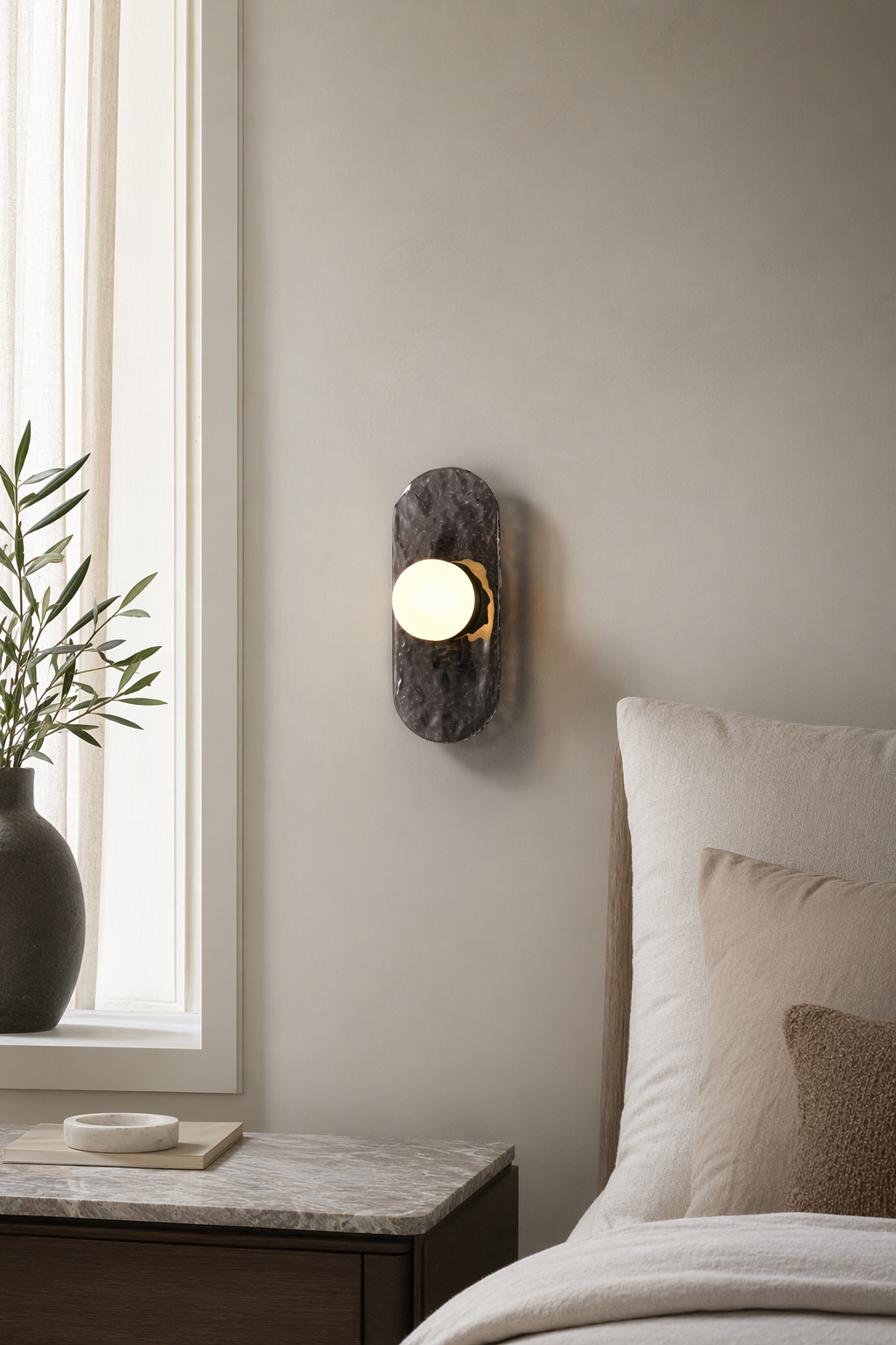Modern Smoky Glass Linear Wall Sconce - generated main 09 09-close-room-angle