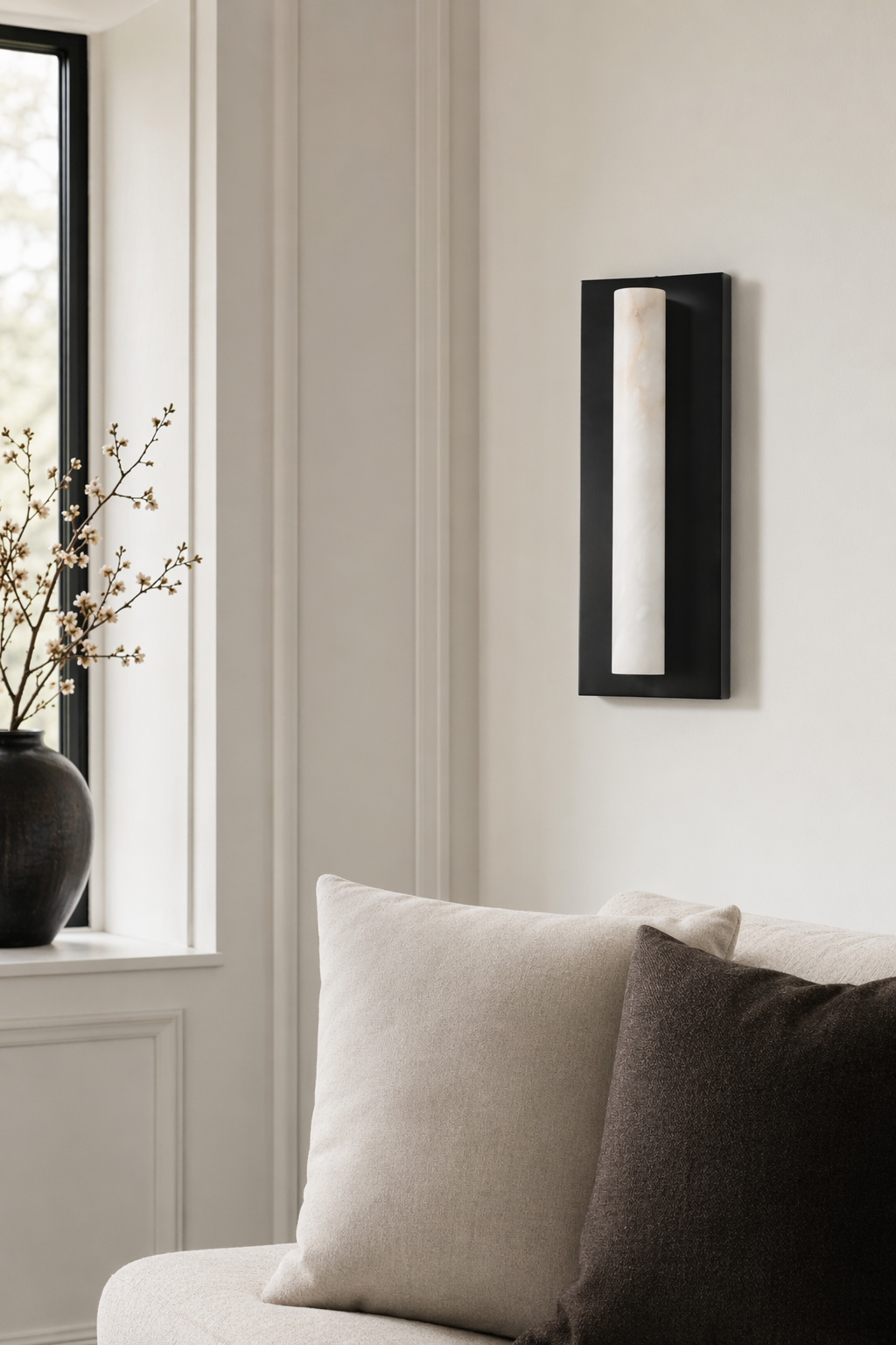 Modern Alabaster Wall Sconce - generated main 09 09-close-room-angle