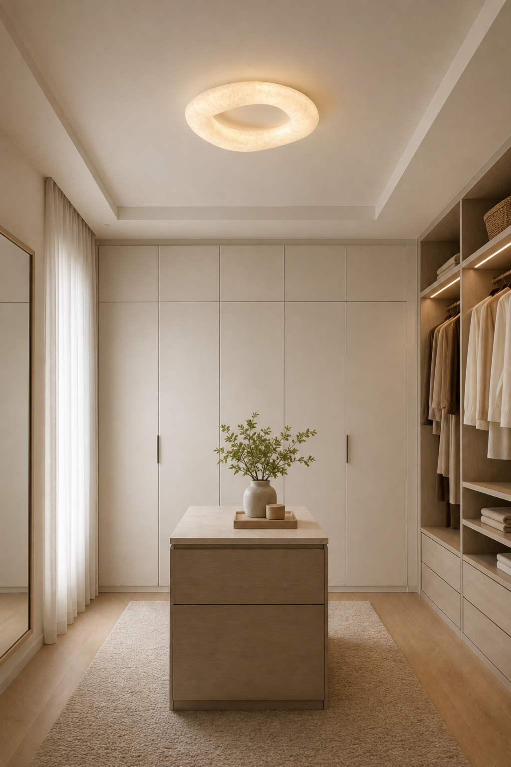 Modern Mulberry Silk Ring Ceiling Light in White - product image 06