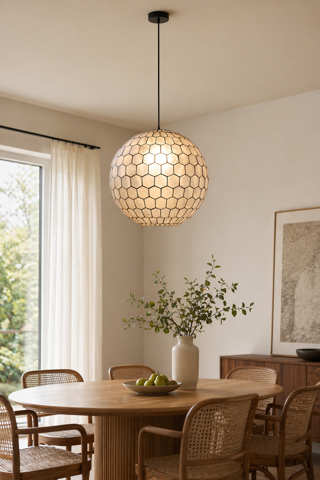 Modern Capiz Honeycomb Globe Pendant Light - 09 09-cluster-foyer-wide
