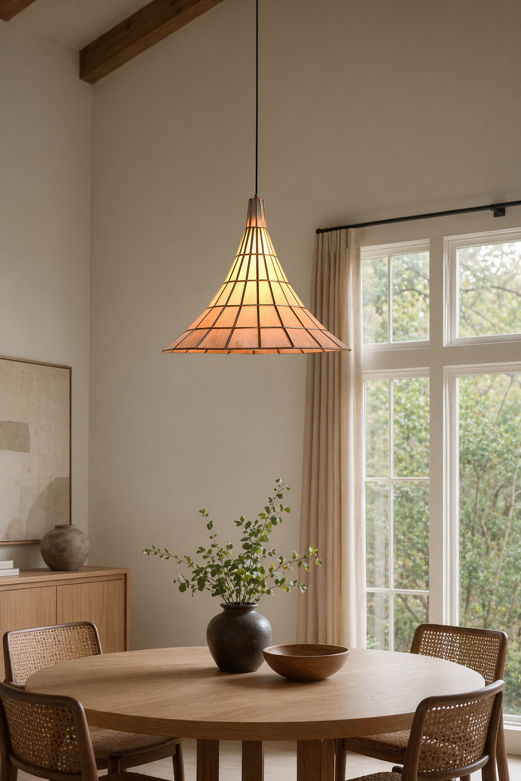 Modern Amber Shell Cone Pendant Light - 09 09-cluster-foyer-wide