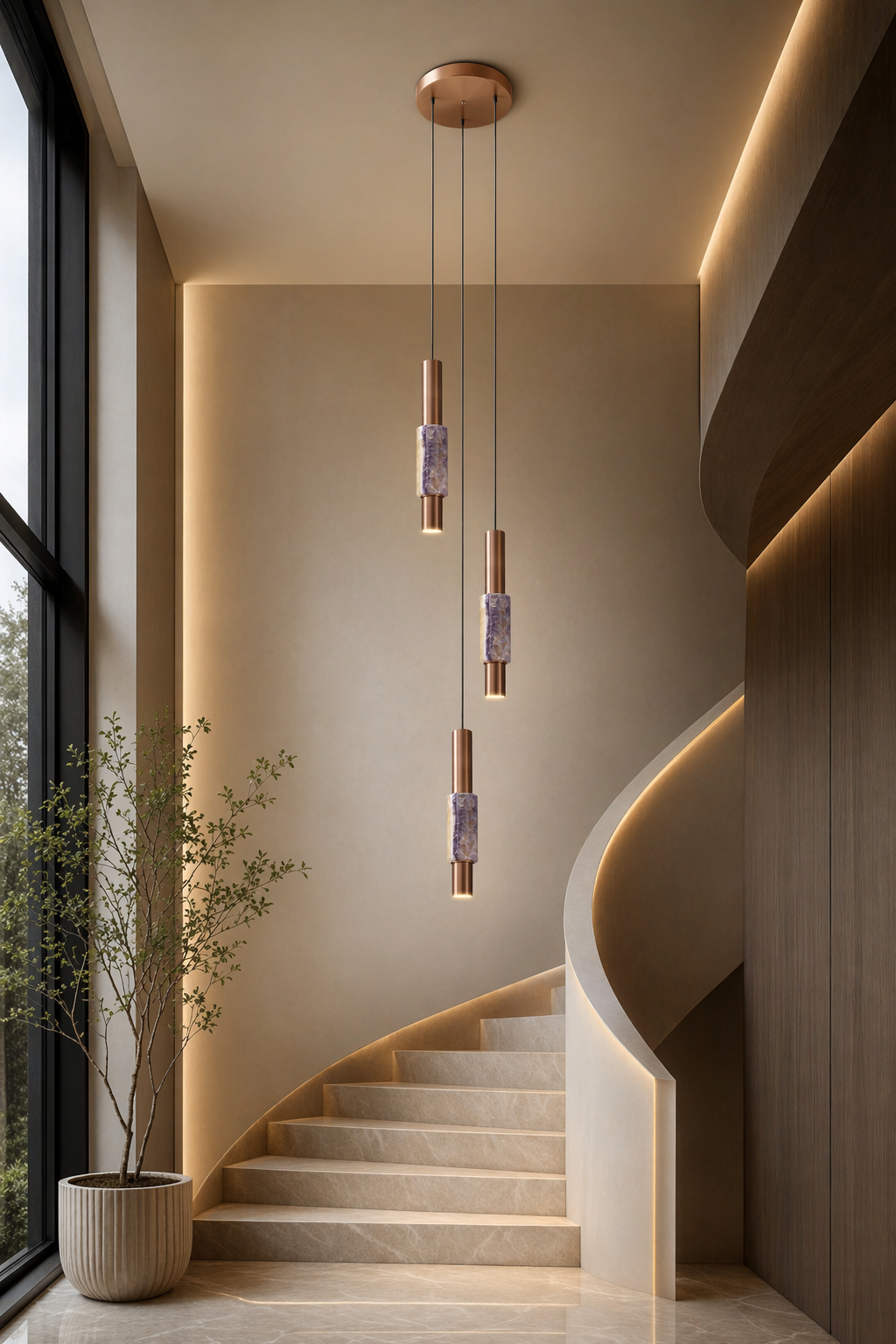 Modern Crystal Cylinder Pendant Light - generated main 09 09-cluster-installation-wide