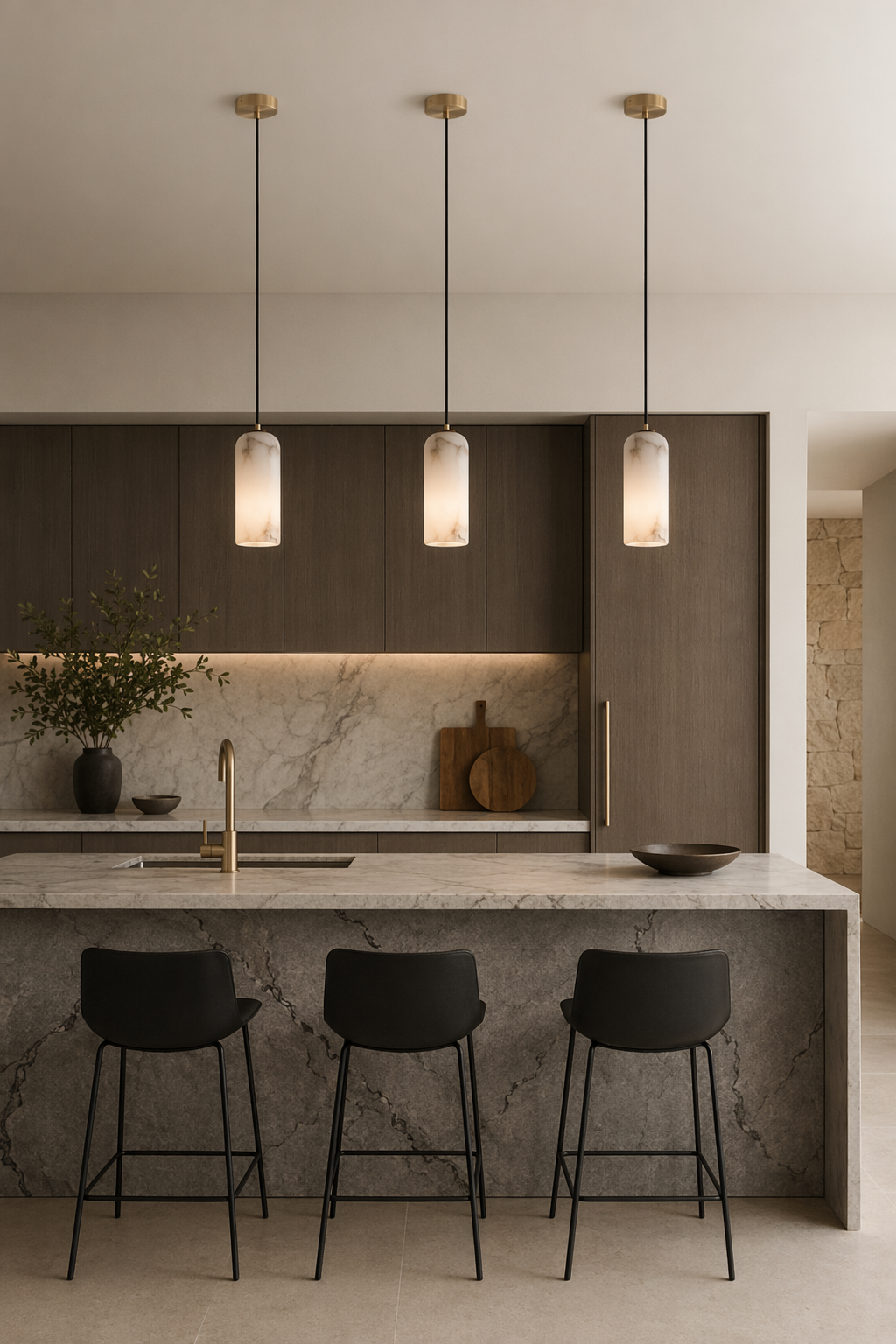 Modern Brass Marble Cylinder Pendant Light - 09 09-cluster-installation-wide