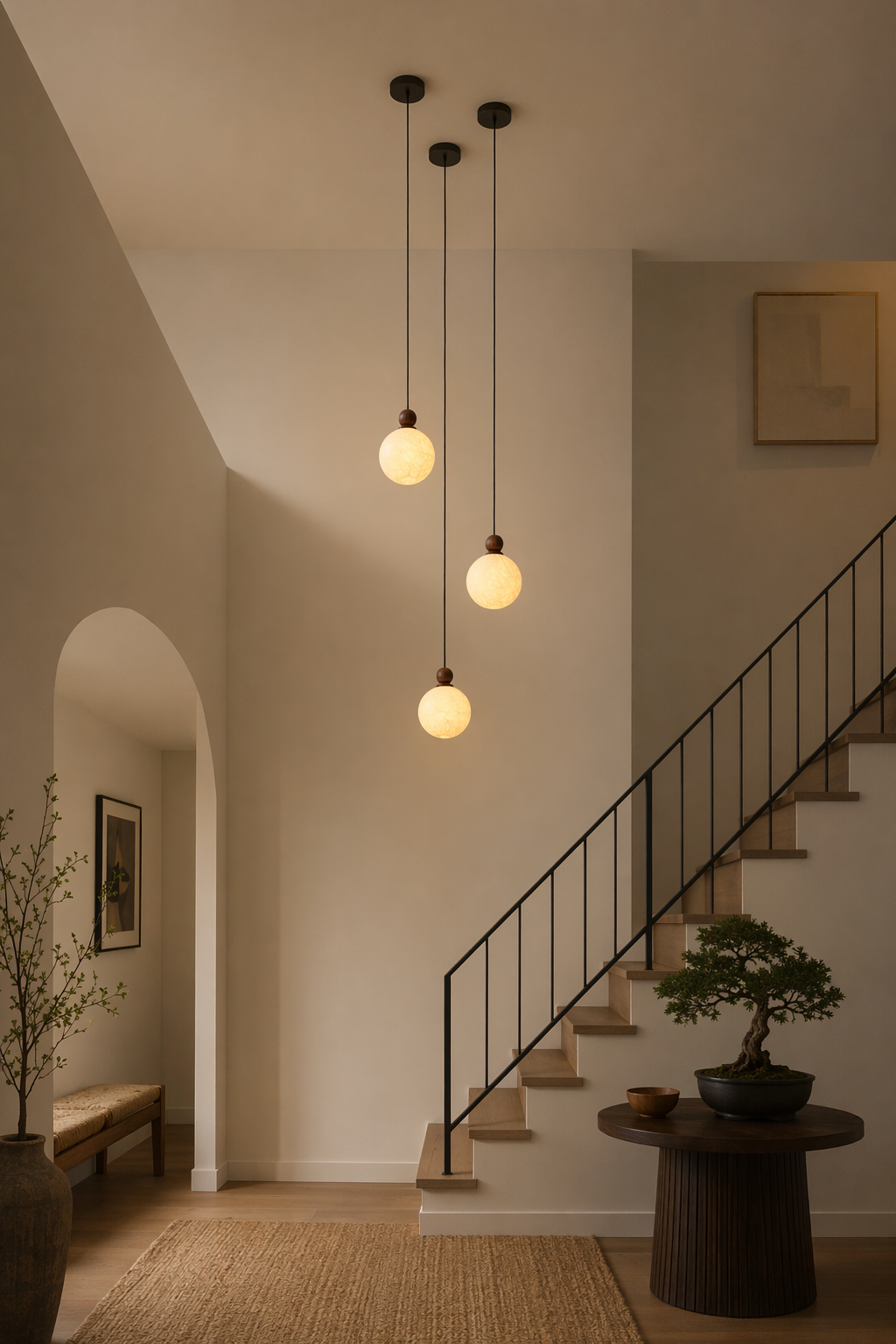 Modern Mulberry Silk Globe Pendant Light in Dark Walnut - product image 11