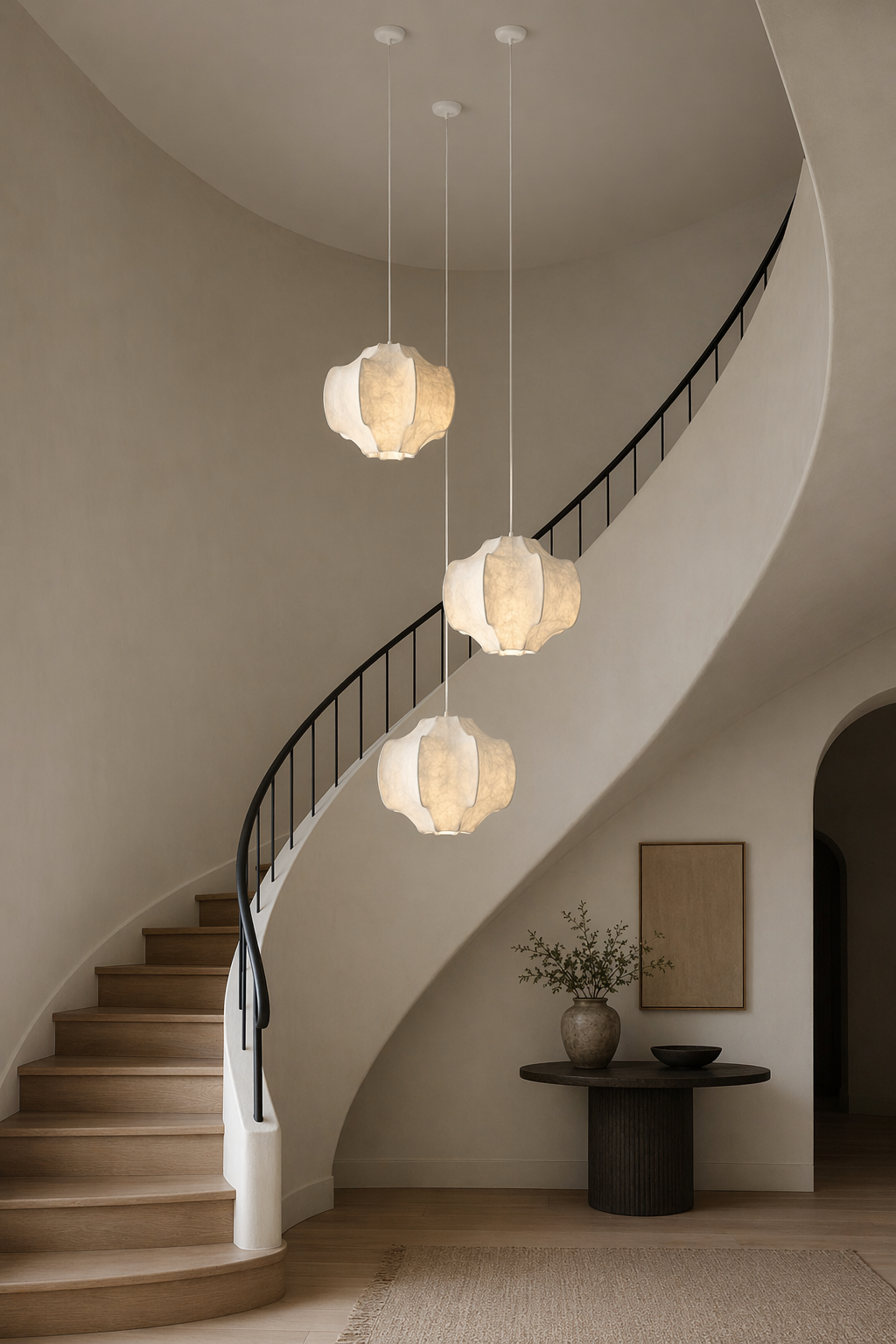 Handmade Mulberry Silk Pendant Light in White - product image 10