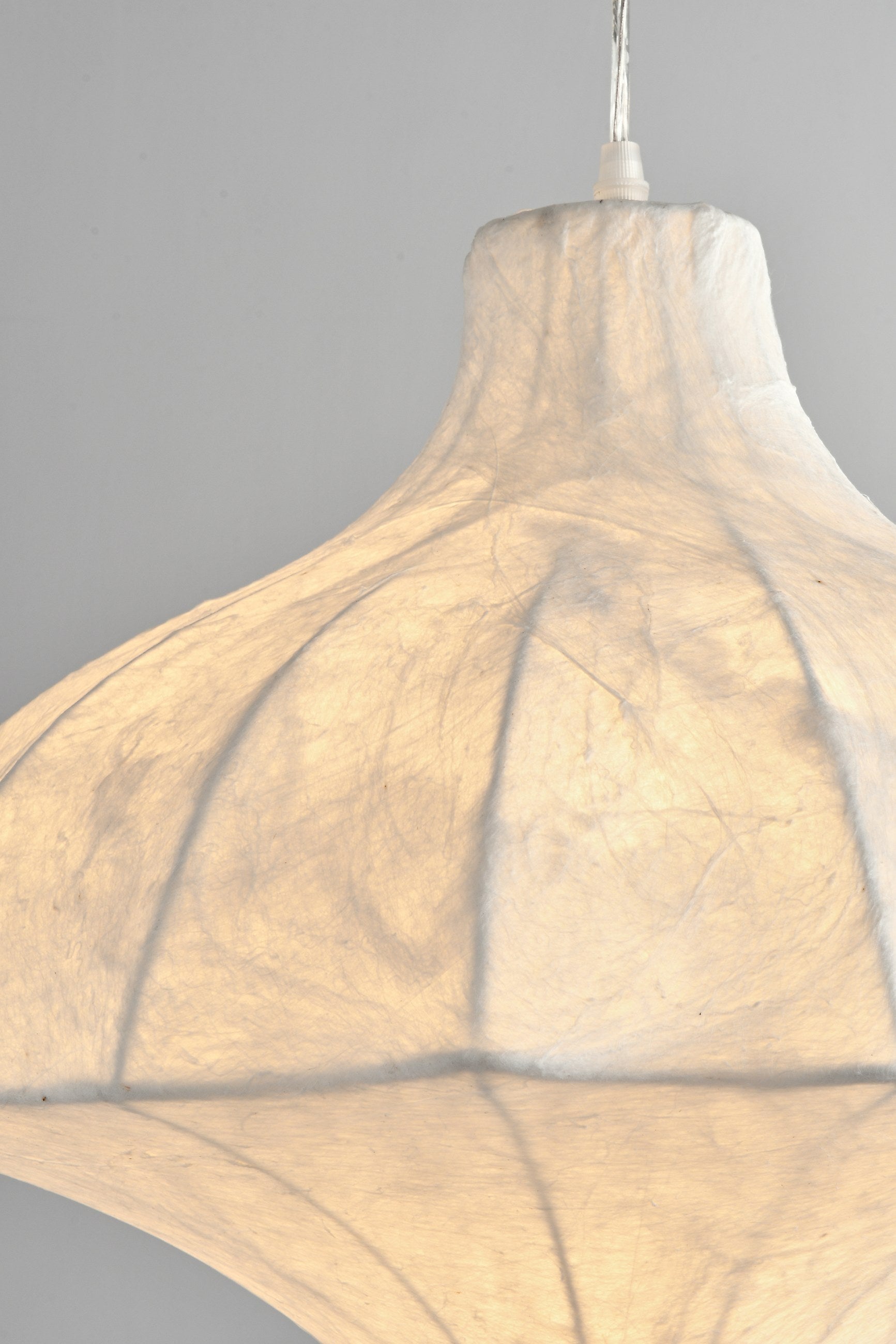 Handmade Mulberry Silk Lotus Pendant Light in White - 09 09-detail-mulberry-silk-ribbed-frame